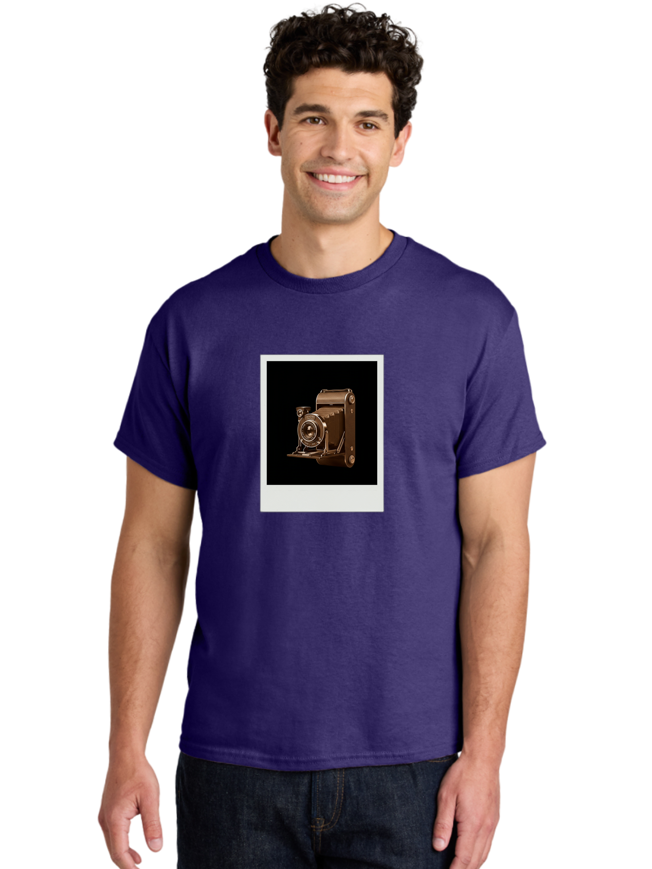 Polaroid-Camera-1 Men'S Graphic Tee, 100% Cotton, Comfortable Casual Summer Wear, Machine Washable, Vintage Camera, Old Photography Equipment, Retro Style, Antique Camera, Nostalgic Feel, Classic Design, Photography History, Instant Camera, Bae680