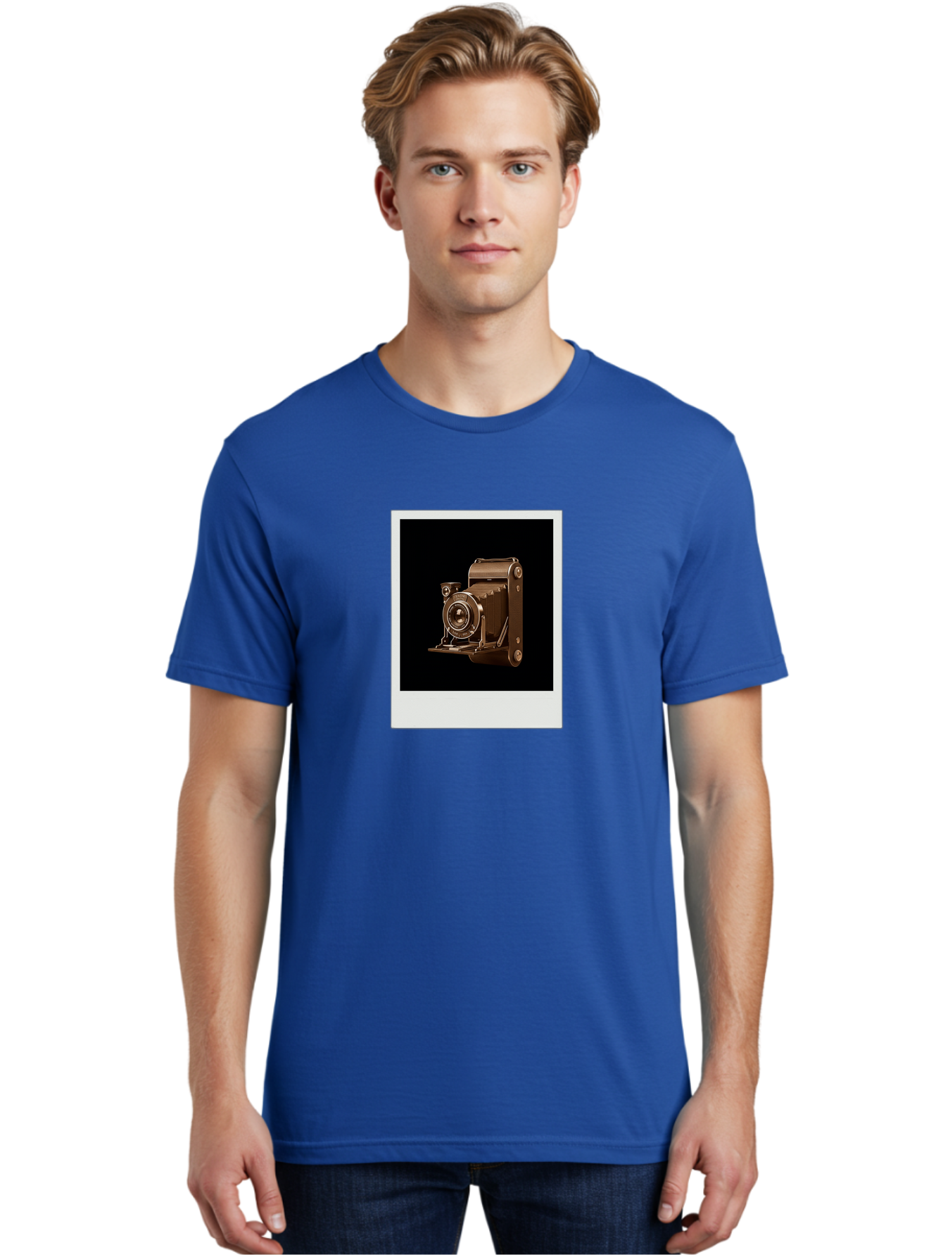 Polaroid-Camera-1 Men'S Graphic Tee, 100% Cotton, Comfortable Casual Summer Wear, Machine Washable, Vintage Camera, Old Photography Equipment, Retro Style, Antique Camera, Nostalgic Feel, Classic Design, Photography History, Instant Camera, Bae680