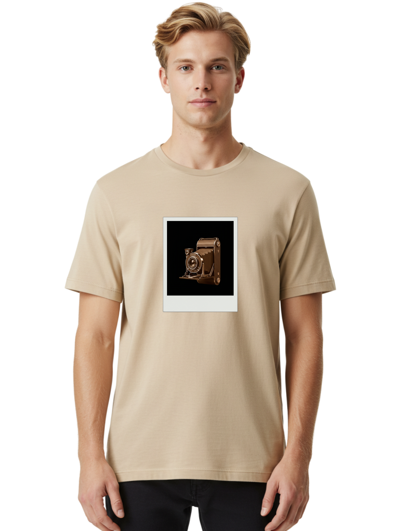 Polaroid-Camera-1 Men'S Graphic Tee, 100% Cotton, Comfortable Casual Summer Wear, Machine Washable, Vintage Camera, Old Photography Equipment, Retro Style, Antique Camera, Nostalgic Feel, Classic Design, Photography History, Instant Camera, Bae680