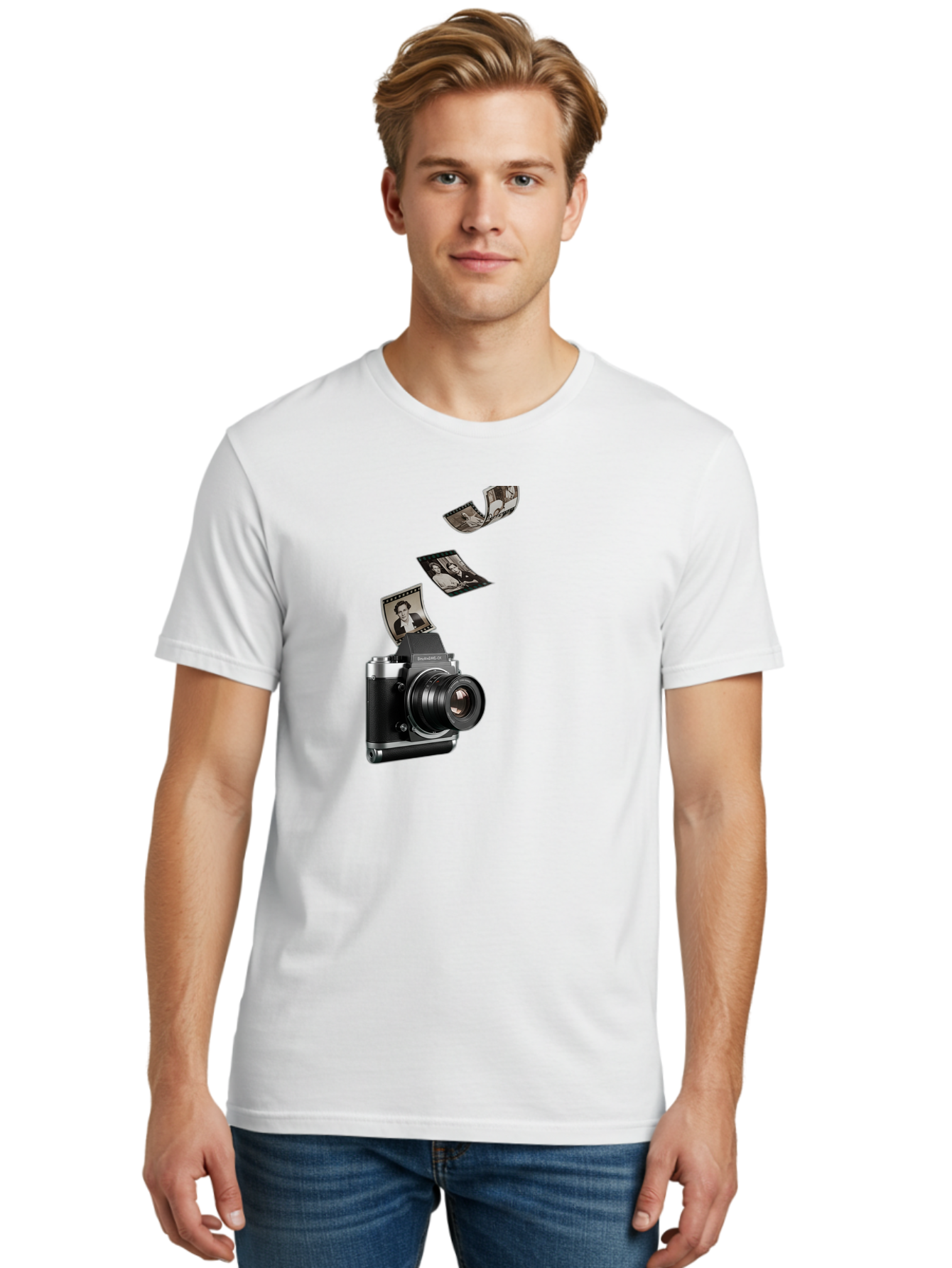 Polaroid-Camera-10 Men'S Graphic Tee, 100% Cotton, Comfortable Casual Summer Wear, Machine Washable, Sharedigital Camera, Black And Silver Camera, Polaroid Photographs, Black And White Portraits, Instant Photography, Camera Technology, Bae681