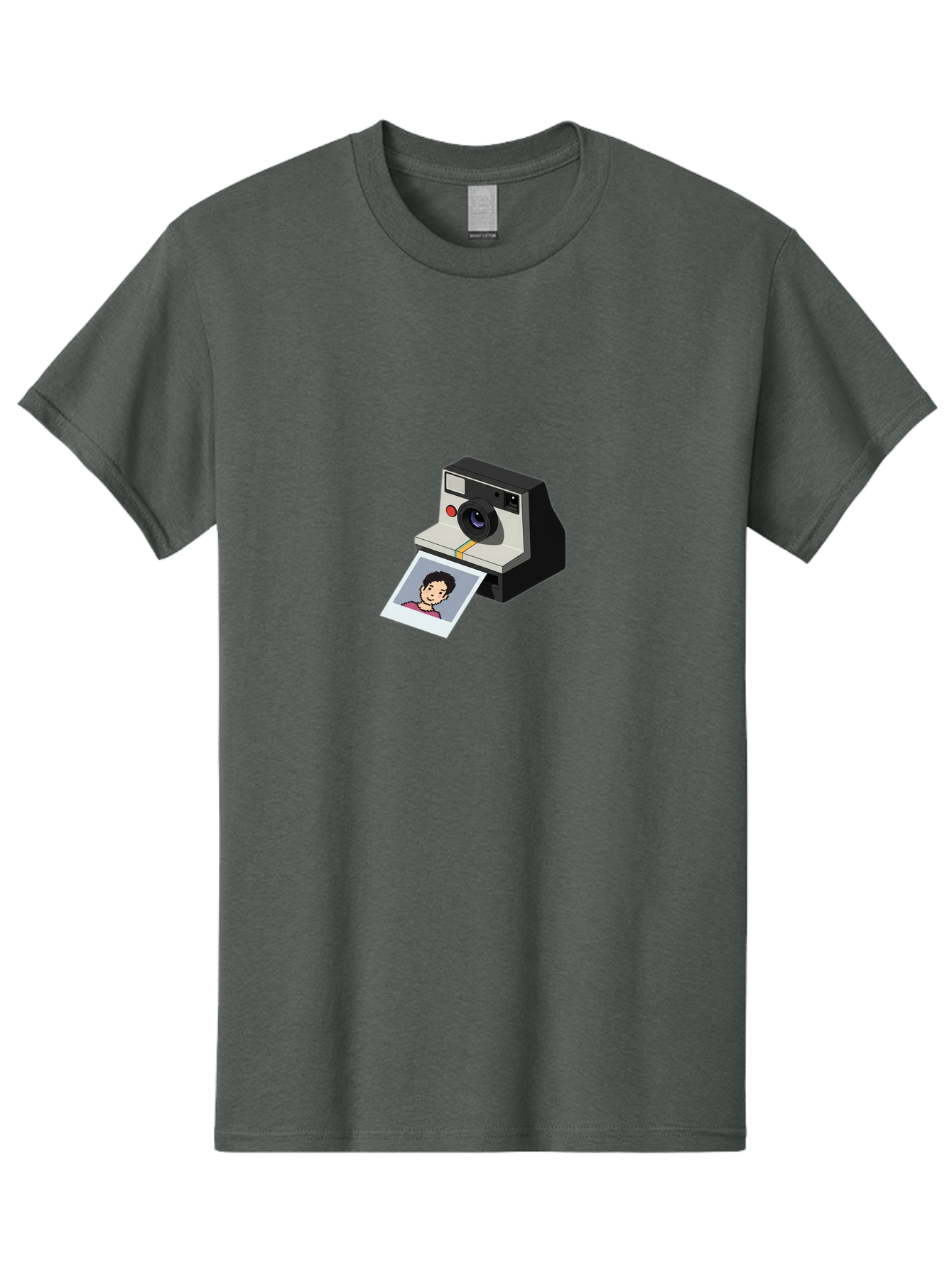 Polaroid-Camera-4 Men'S Graphic Tee, 100% Cotton, Comfortable Casual Summer Wear, Machine Washable, Polaroid Camera, Instant Photography, Retro Camera, Printed Photo, Smiling Man, Nostalgic Feel, Casual Portrait, Vintage Style Bae684