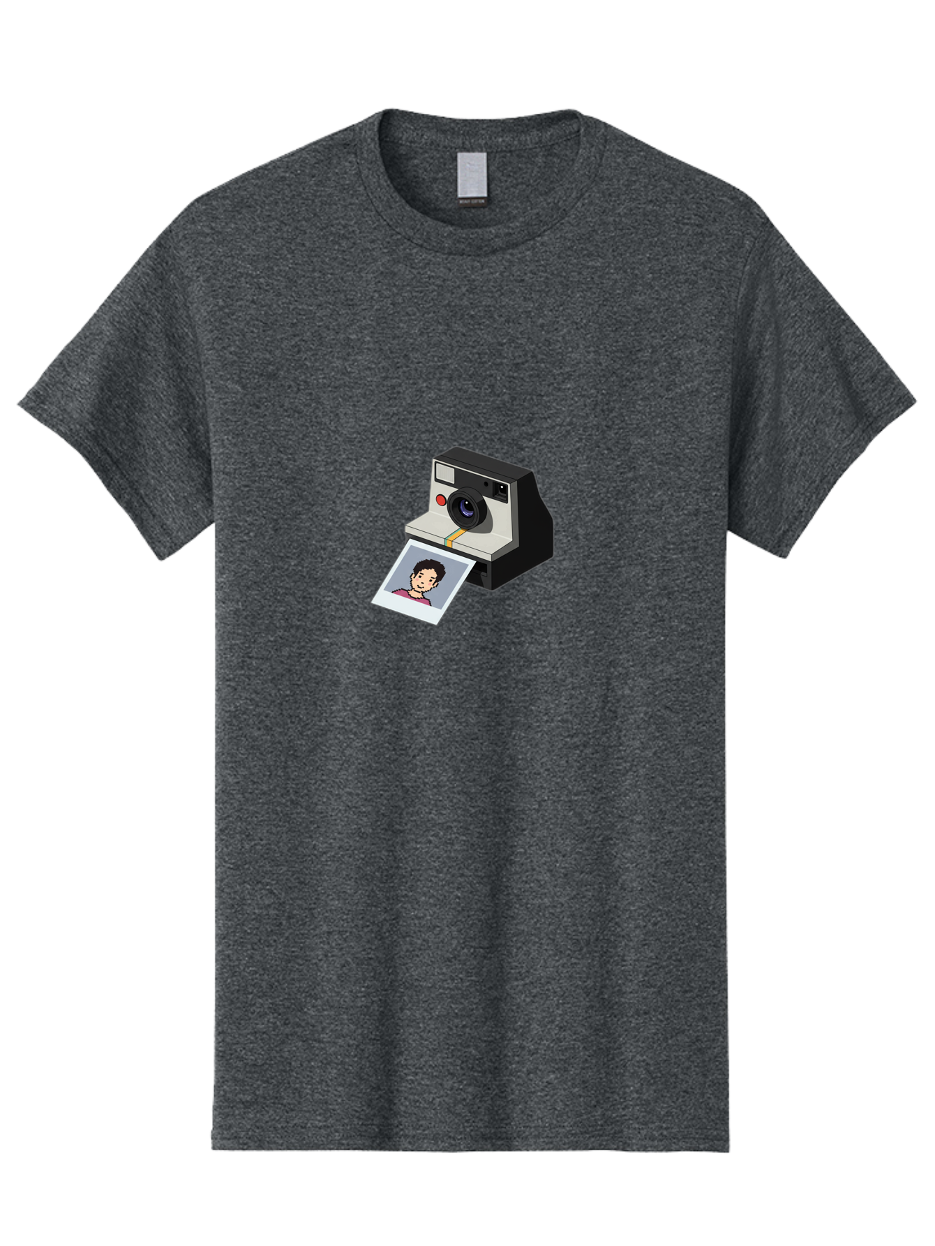 Polaroid-Camera-4 Men'S Graphic Tee, 100% Cotton, Comfortable Casual Summer Wear, Machine Washable, Polaroid Camera, Instant Photography, Retro Camera, Printed Photo, Smiling Man, Nostalgic Feel, Casual Portrait, Vintage Style Bae684