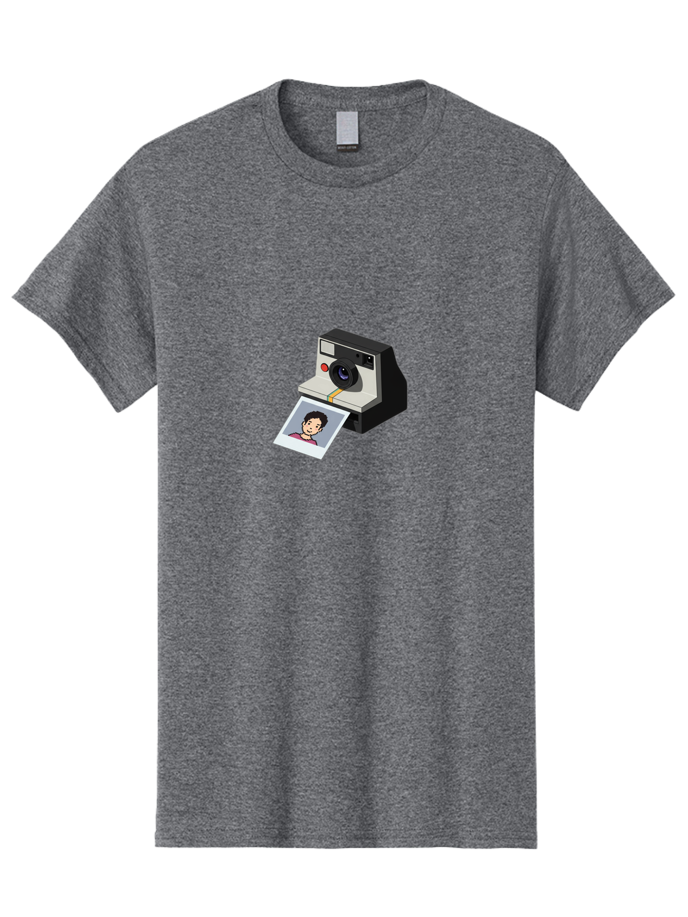Polaroid-Camera-4 Men'S Graphic Tee, 100% Cotton, Comfortable Casual Summer Wear, Machine Washable, Polaroid Camera, Instant Photography, Retro Camera, Printed Photo, Smiling Man, Nostalgic Feel, Casual Portrait, Vintage Style Bae684