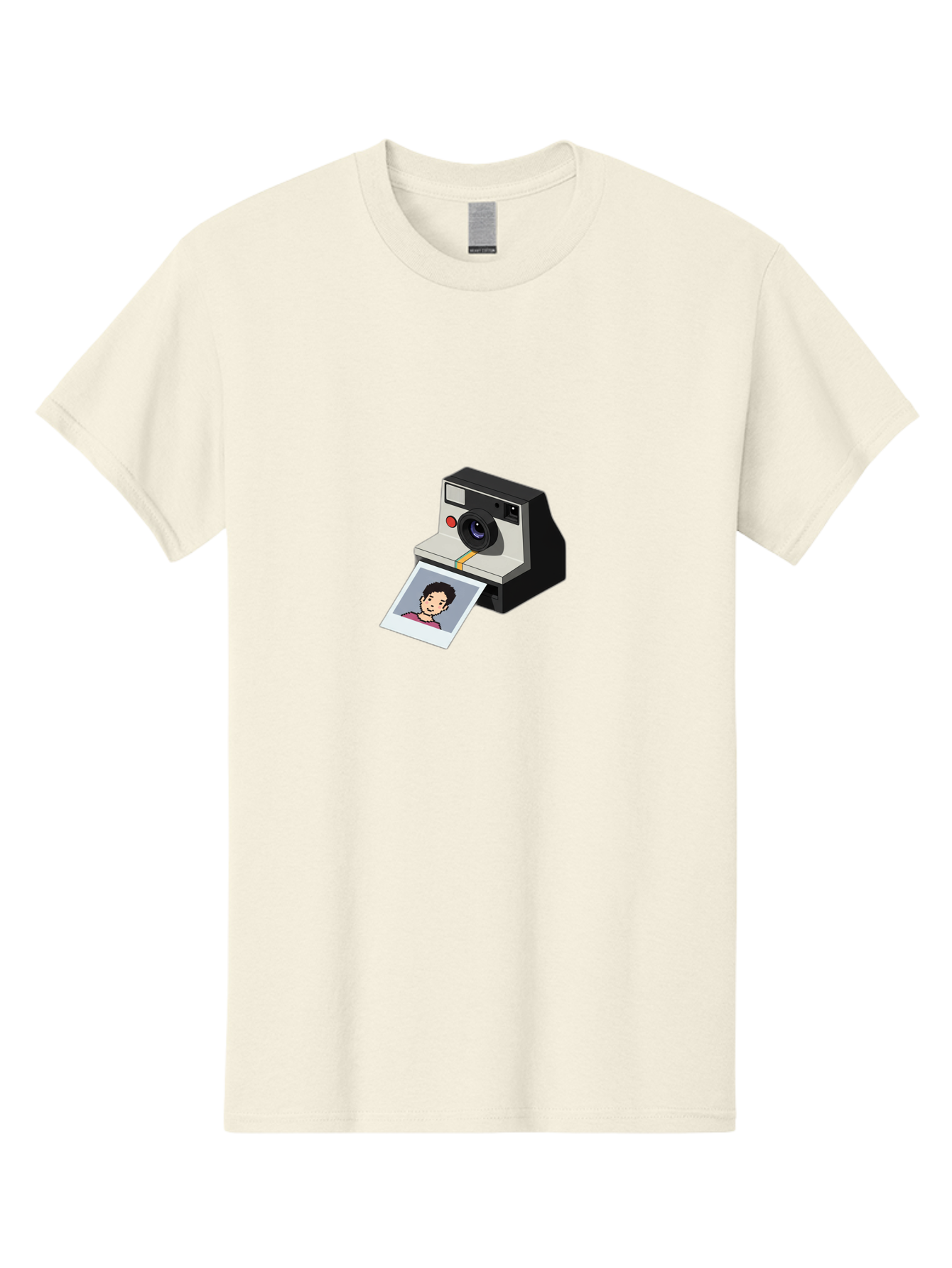 Polaroid-Camera-4 Men'S Graphic Tee, 100% Cotton, Comfortable Casual Summer Wear, Machine Washable, Polaroid Camera, Instant Photography, Retro Camera, Printed Photo, Smiling Man, Nostalgic Feel, Casual Portrait, Vintage Style Bae684