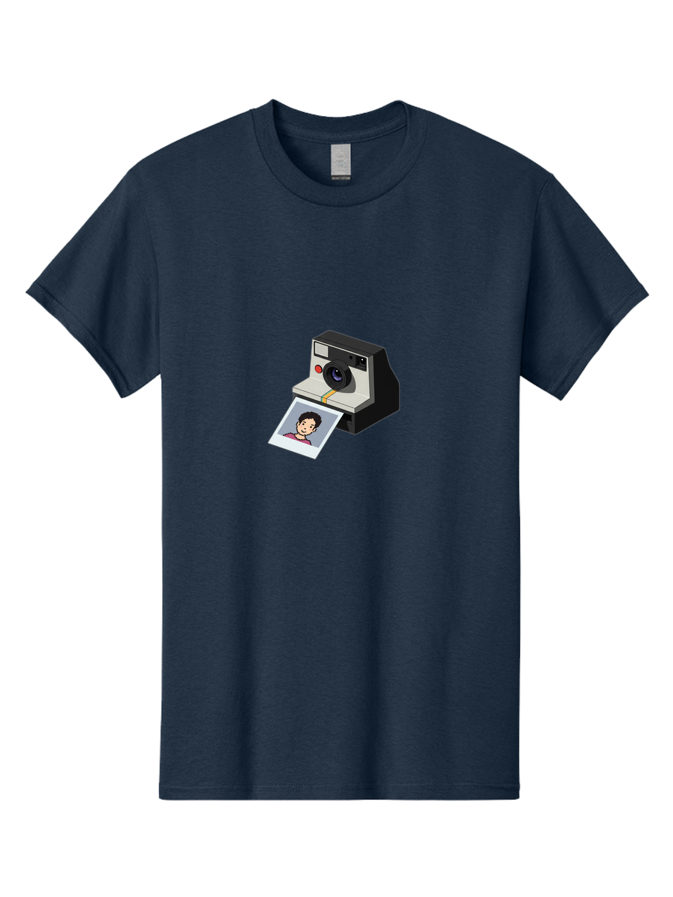 Polaroid-Camera-4 Men'S Graphic Tee, 100% Cotton, Comfortable Casual Summer Wear, Machine Washable, Polaroid Camera, Instant Photography, Retro Camera, Printed Photo, Smiling Man, Nostalgic Feel, Casual Portrait, Vintage Style Bae684