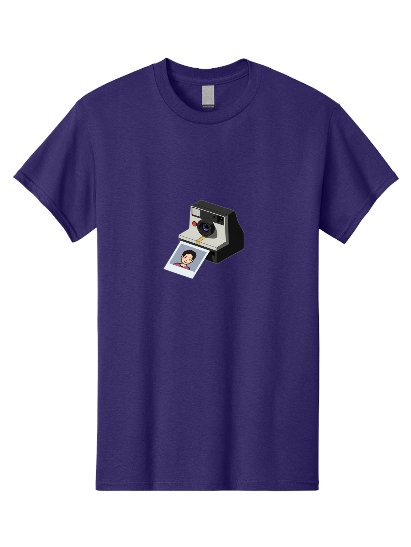 Polaroid-Camera-4 Men'S Graphic Tee, 100% Cotton, Comfortable Casual Summer Wear, Machine Washable, Polaroid Camera, Instant Photography, Retro Camera, Printed Photo, Smiling Man, Nostalgic Feel, Casual Portrait, Vintage Style Bae684