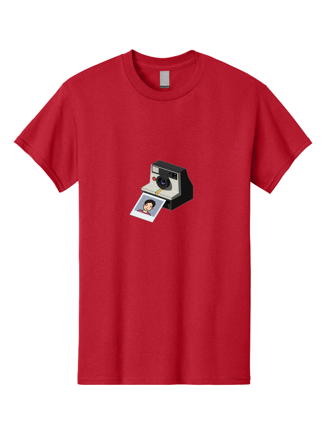 Polaroid-Camera-4 Men'S Graphic Tee, 100% Cotton, Comfortable Casual Summer Wear, Machine Washable, Polaroid Camera, Instant Photography, Retro Camera, Printed Photo, Smiling Man, Nostalgic Feel, Casual Portrait, Vintage Style Bae684