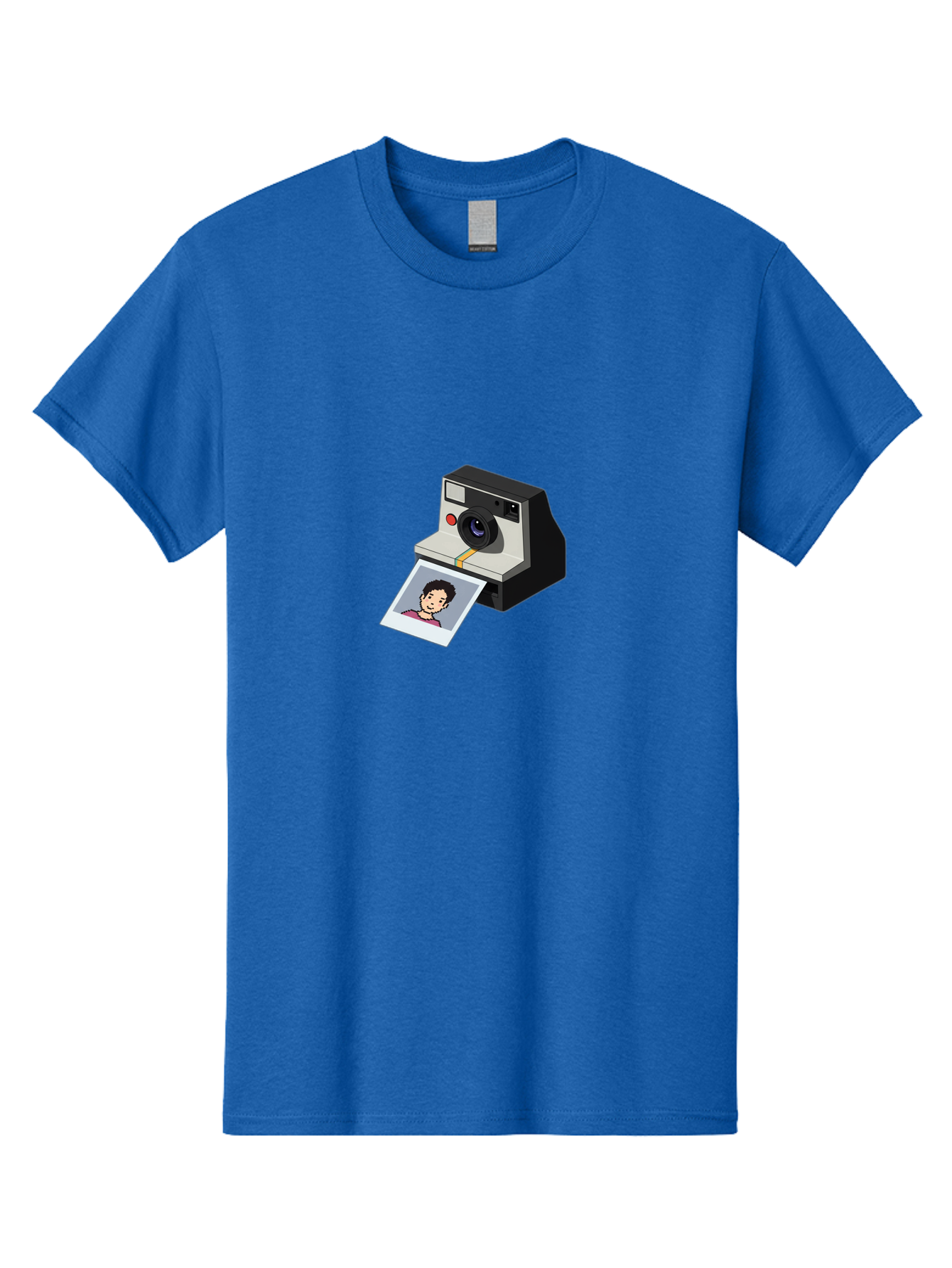 Polaroid-Camera-4 Men'S Graphic Tee, 100% Cotton, Comfortable Casual Summer Wear, Machine Washable, Polaroid Camera, Instant Photography, Retro Camera, Printed Photo, Smiling Man, Nostalgic Feel, Casual Portrait, Vintage Style Bae684