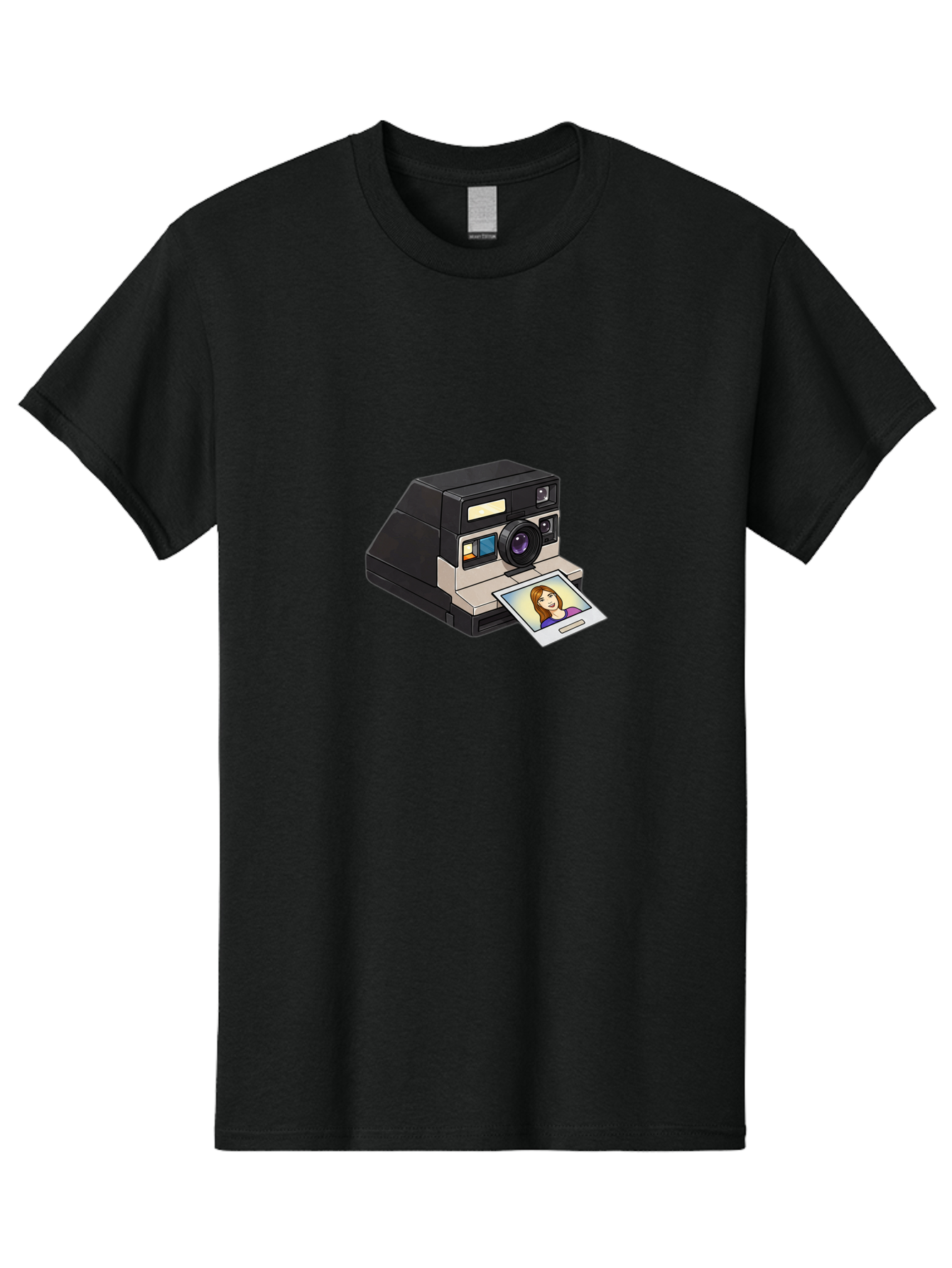 Polaroid-Camera-6 Men'S Graphic Tee, 100% Cotton, Comfortable Casual Summer Wear, Machine Washable, Polaroid Camera, Instant Photo, Printed Picture, Cartoon-Style, Retro Photography, Nostalgic Feel, Photo Of A Woman, Digital Illustration, Bae686