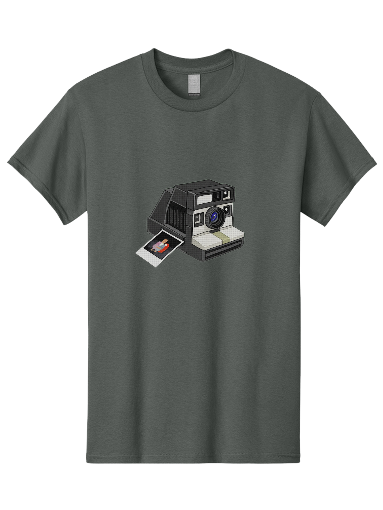 Polaroid-Camera-7 Men'S Graphic Tee, 100% Cotton, Comfortable Casual Summer Wear, Machine Washable, Polaroid Camera, Instant Photo, Nostalgic Technology, Retro Photography, Developed Picture, Square Format, Close-Up Shot, Digital Illustration Bae687