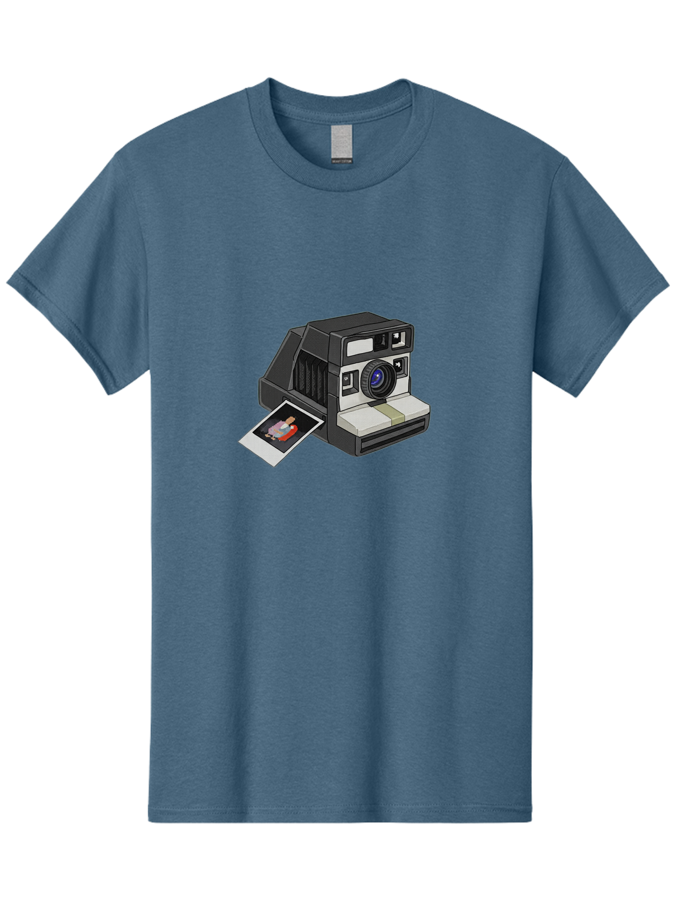 Polaroid-Camera-7 Men'S Graphic Tee, 100% Cotton, Comfortable Casual Summer Wear, Machine Washable, Polaroid Camera, Instant Photo, Nostalgic Technology, Retro Photography, Developed Picture, Square Format, Close-Up Shot, Digital Illustration Bae687