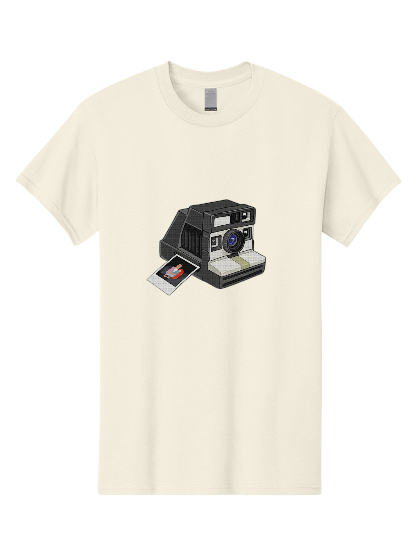 Polaroid-Camera-7 Men'S Graphic Tee, 100% Cotton, Comfortable Casual Summer Wear, Machine Washable, Polaroid Camera, Instant Photo, Nostalgic Technology, Retro Photography, Developed Picture, Square Format, Close-Up Shot, Digital Illustration Bae687