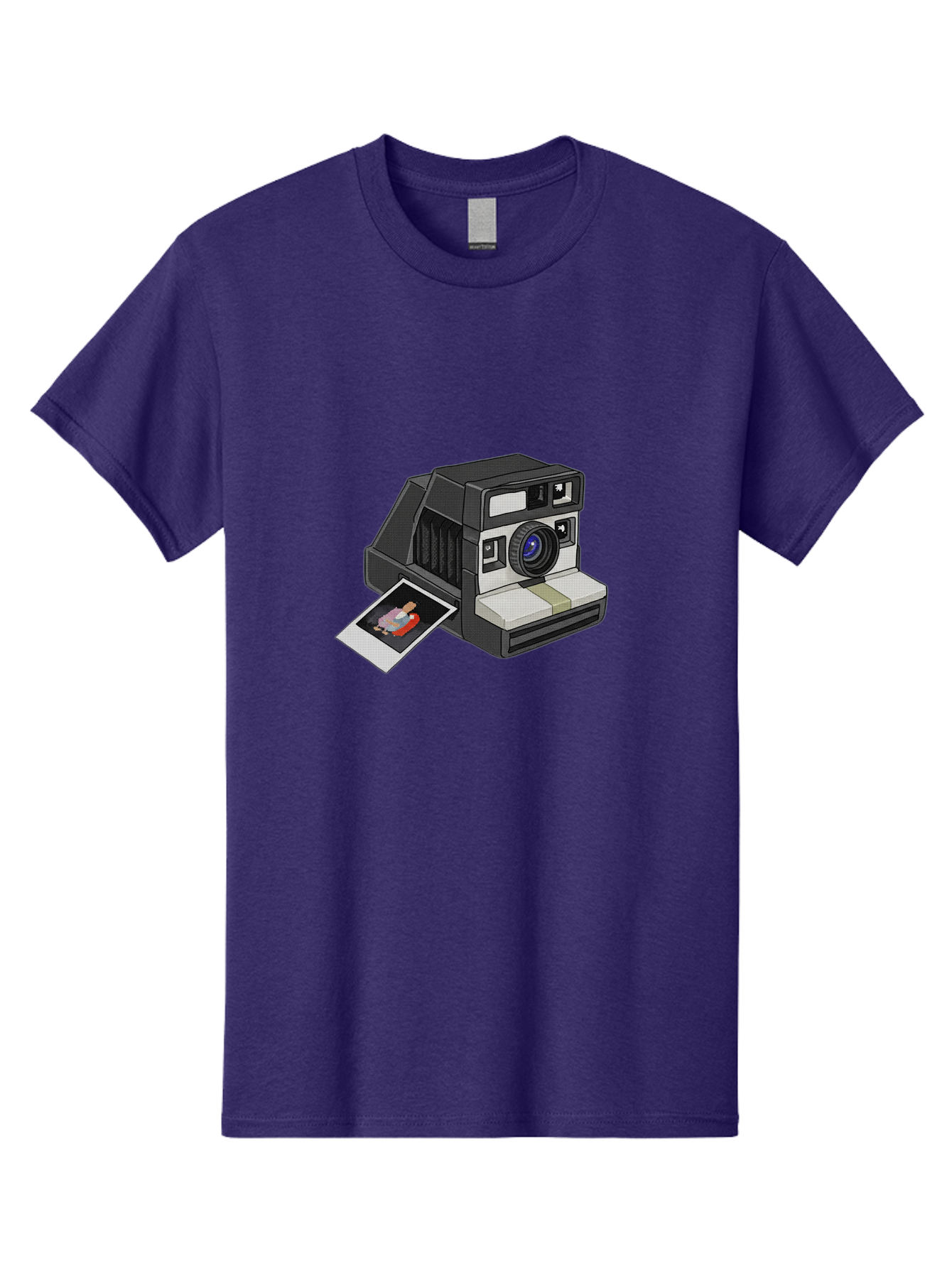 Polaroid-Camera-7 Men'S Graphic Tee, 100% Cotton, Comfortable Casual Summer Wear, Machine Washable, Polaroid Camera, Instant Photo, Nostalgic Technology, Retro Photography, Developed Picture, Square Format, Close-Up Shot, Digital Illustration Bae687
