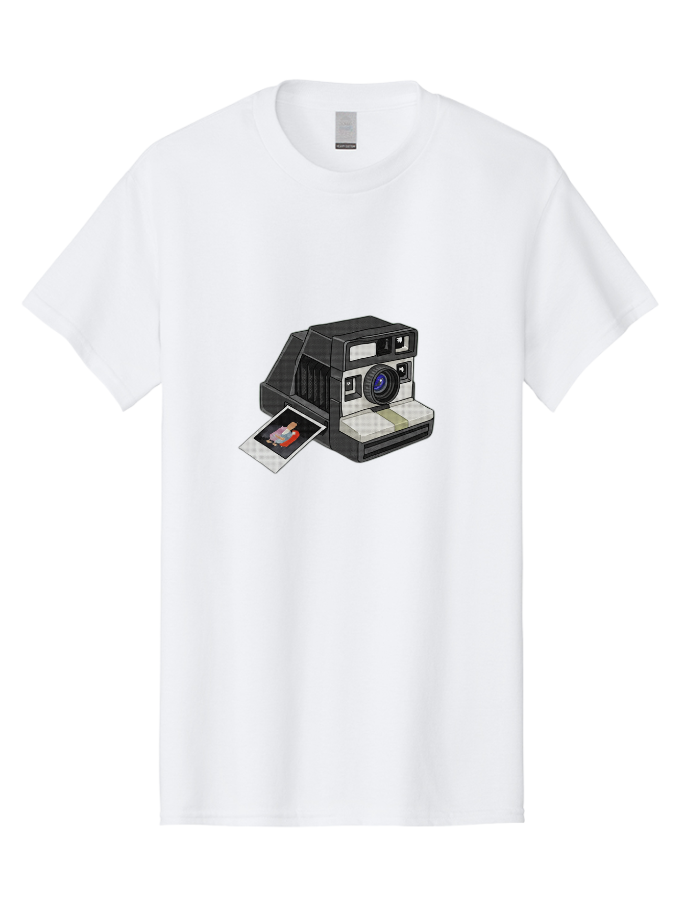 Polaroid-Camera-7 Men'S Graphic Tee, 100% Cotton, Comfortable Casual Summer Wear, Machine Washable, Polaroid Camera, Instant Photo, Nostalgic Technology, Retro Photography, Developed Picture, Square Format, Close-Up Shot, Digital Illustration Bae687