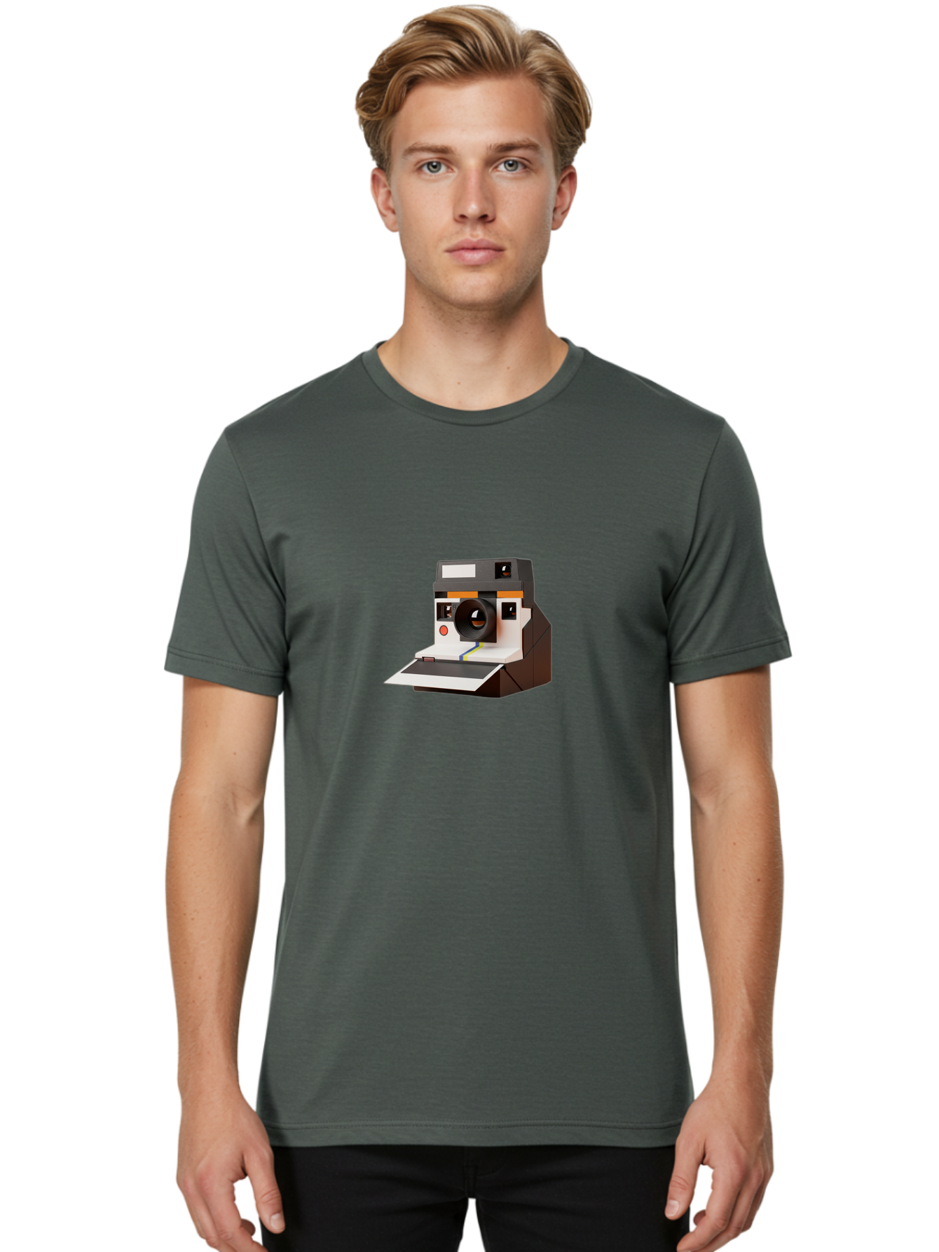 Polaroid-Camera-8 Men'S Graphic Tee, 100% Cotton, Comfortable Casual Summer Wear, Machine Washable, Vintage Camera, Instant Photography, Retro Technology, Analog Camera, Nostalgic Design, Photography Equipment, Classic Style Bae688