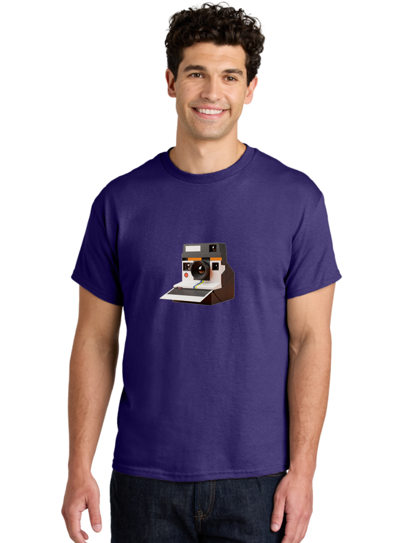 Polaroid-Camera-8 Men'S Graphic Tee, 100% Cotton, Comfortable Casual Summer Wear, Machine Washable, Vintage Camera, Instant Photography, Retro Technology, Analog Camera, Nostalgic Design, Photography Equipment, Classic Style Bae688