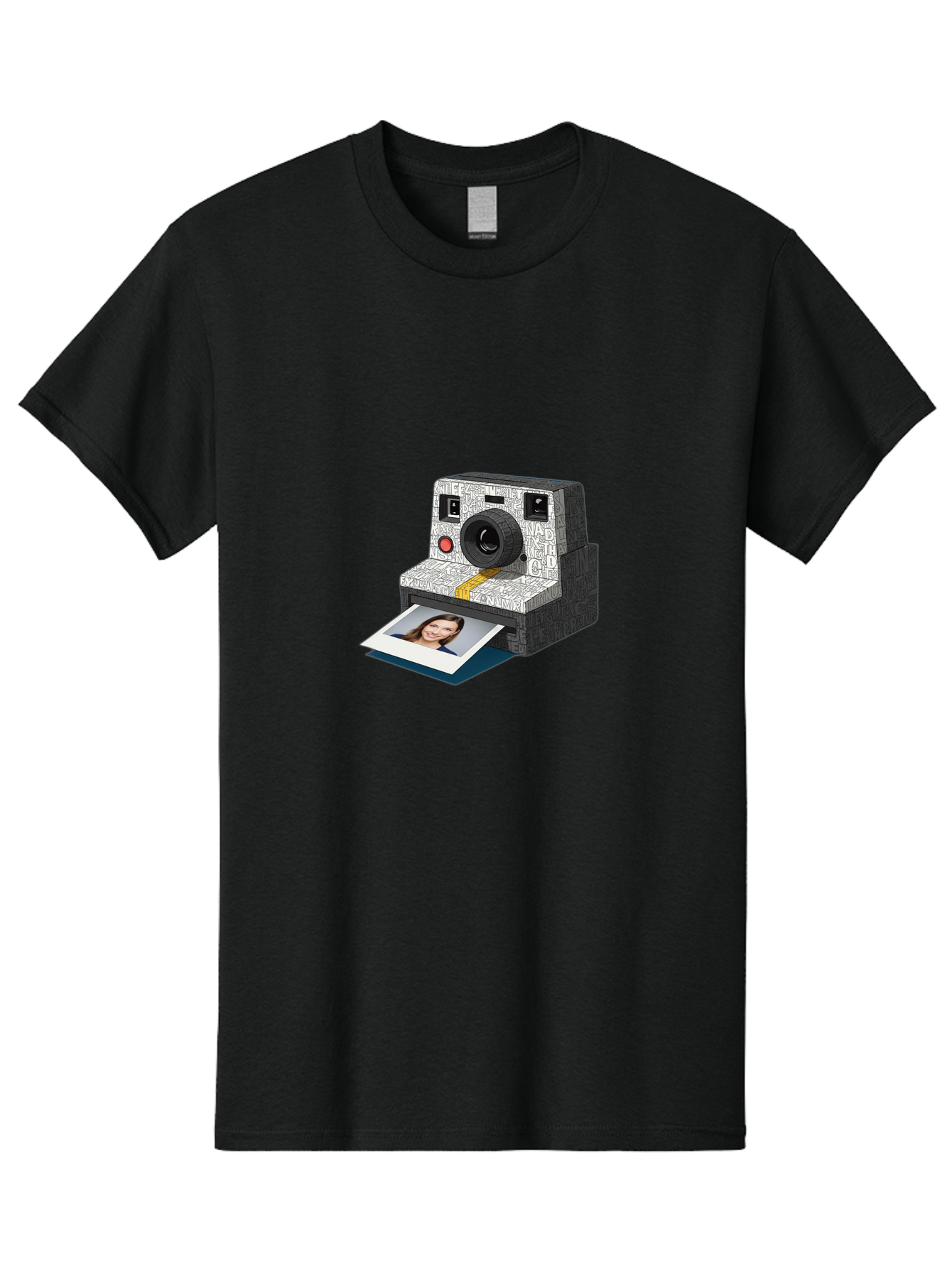Polaroid-Camera-9 Men'S Graphic Tee, 100% Cotton, Comfortable Casual Summer Wear, Machine Washable, Vintage Camera, Instant Photography, Polaroid Picture, Smiling Woman, Retro Style, Nostalgic Feel, Analog Photography, Instant Print Bae689