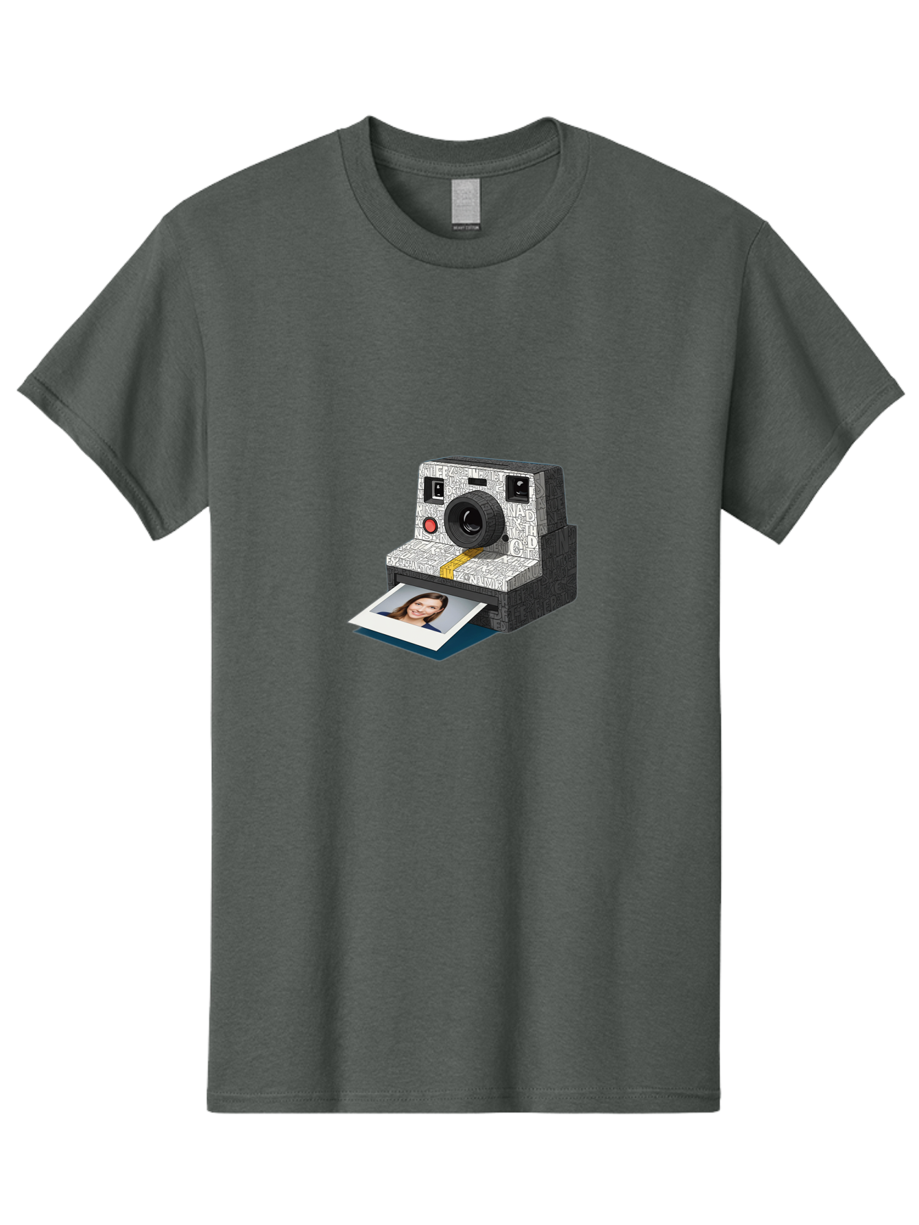 Polaroid-Camera-9 Men'S Graphic Tee, 100% Cotton, Comfortable Casual Summer Wear, Machine Washable, Vintage Camera, Instant Photography, Polaroid Picture, Smiling Woman, Retro Style, Nostalgic Feel, Analog Photography, Instant Print Bae689