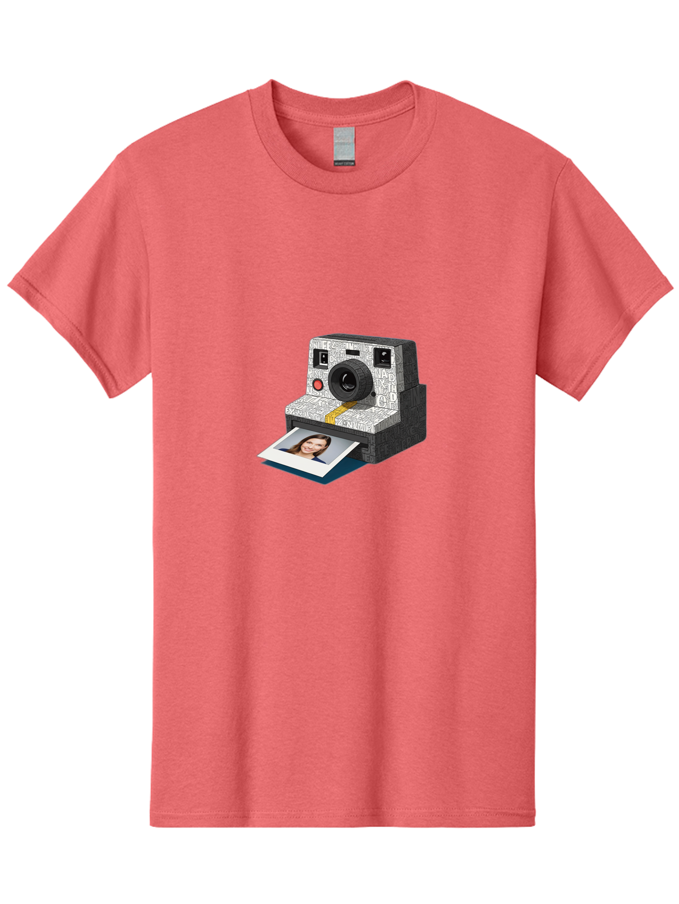 Polaroid-Camera-9 Men'S Graphic Tee, 100% Cotton, Comfortable Casual Summer Wear, Machine Washable, Vintage Camera, Instant Photography, Polaroid Picture, Smiling Woman, Retro Style, Nostalgic Feel, Analog Photography, Instant Print Bae689