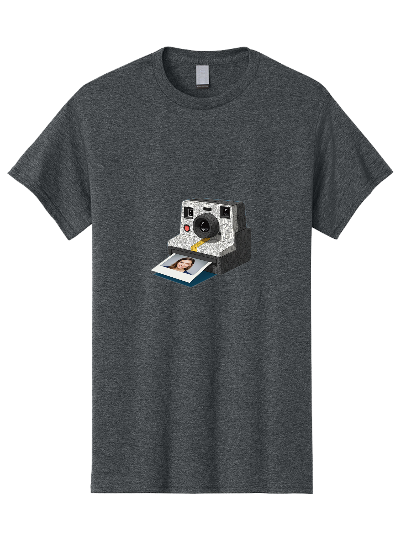 Polaroid-Camera-9 Men'S Graphic Tee, 100% Cotton, Comfortable Casual Summer Wear, Machine Washable, Vintage Camera, Instant Photography, Polaroid Picture, Smiling Woman, Retro Style, Nostalgic Feel, Analog Photography, Instant Print Bae689