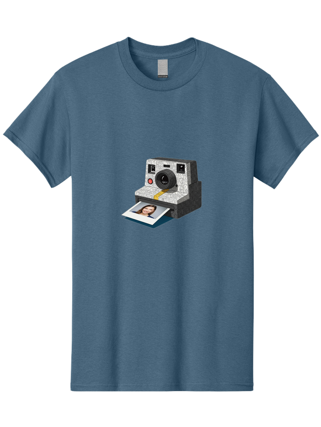 Polaroid-Camera-9 Men'S Graphic Tee, 100% Cotton, Comfortable Casual Summer Wear, Machine Washable, Vintage Camera, Instant Photography, Polaroid Picture, Smiling Woman, Retro Style, Nostalgic Feel, Analog Photography, Instant Print Bae689