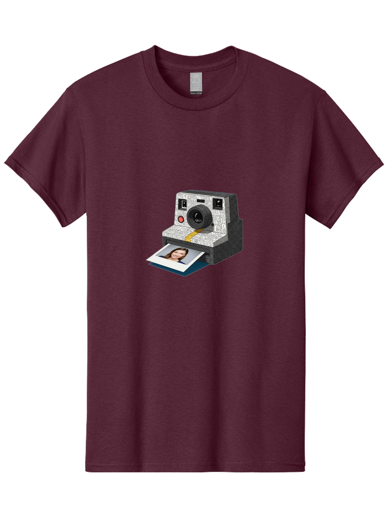 Polaroid-Camera-9 Men'S Graphic Tee, 100% Cotton, Comfortable Casual Summer Wear, Machine Washable, Vintage Camera, Instant Photography, Polaroid Picture, Smiling Woman, Retro Style, Nostalgic Feel, Analog Photography, Instant Print Bae689