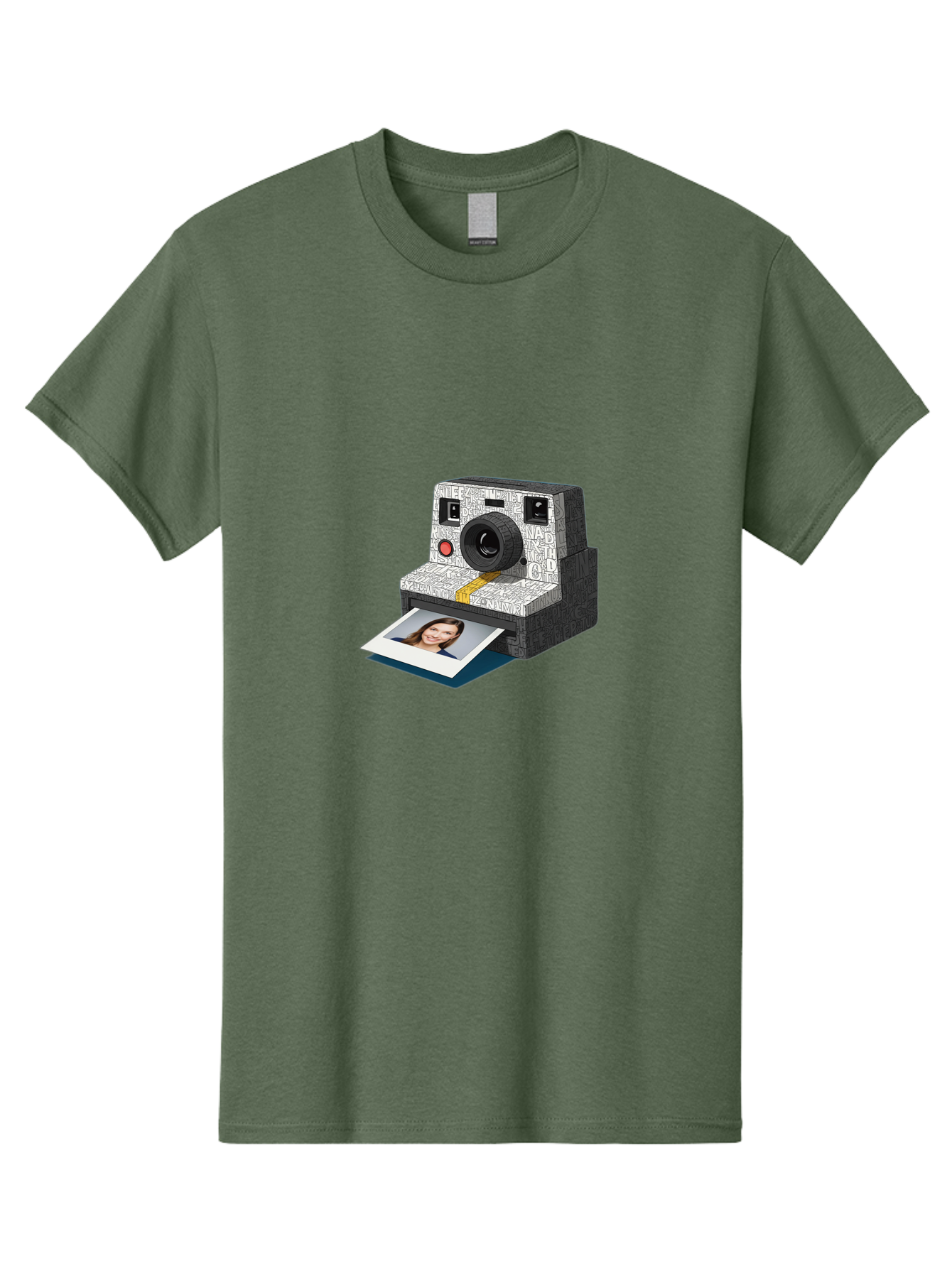 Polaroid-Camera-9 Men'S Graphic Tee, 100% Cotton, Comfortable Casual Summer Wear, Machine Washable, Vintage Camera, Instant Photography, Polaroid Picture, Smiling Woman, Retro Style, Nostalgic Feel, Analog Photography, Instant Print Bae689