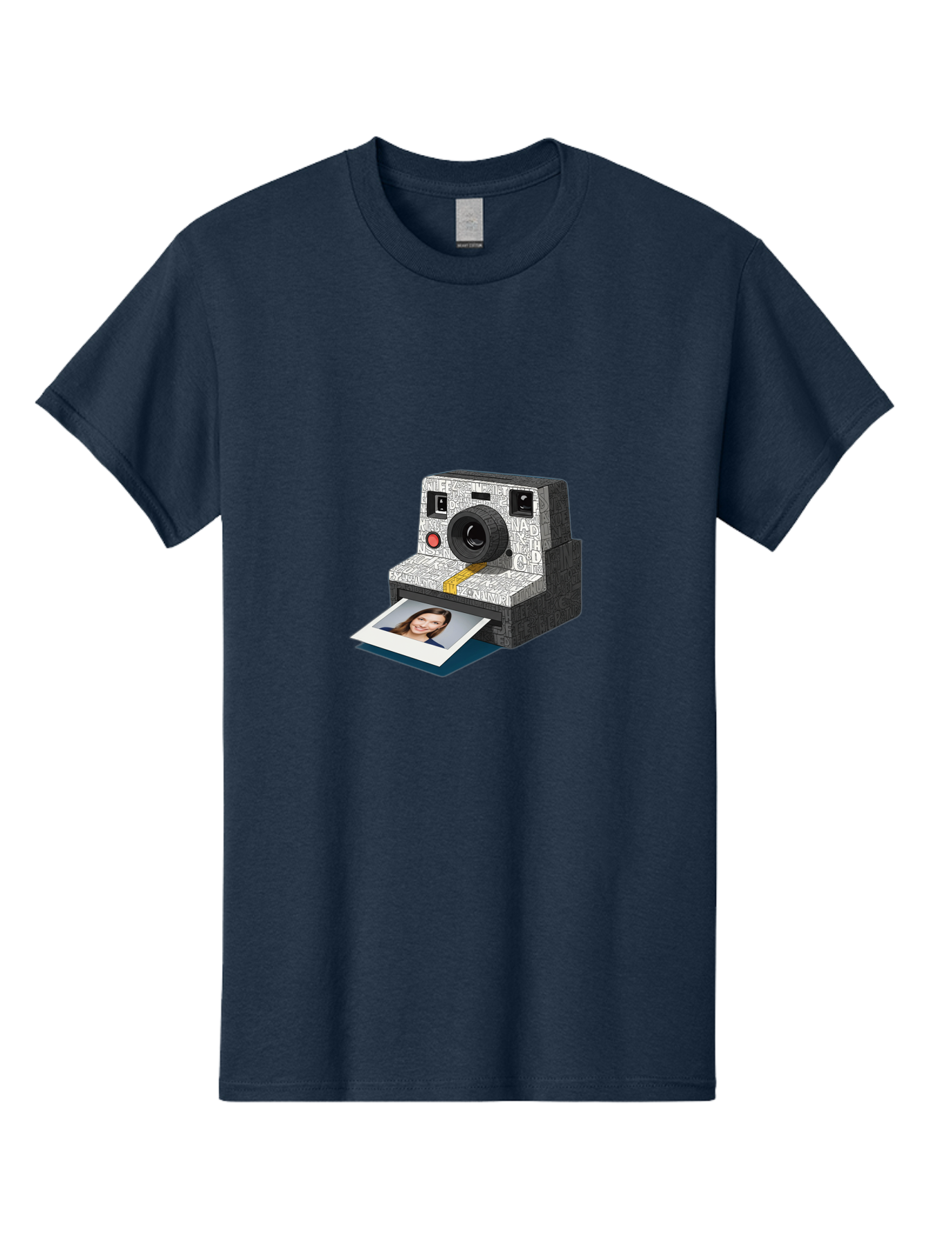 Polaroid-Camera-9 Men'S Graphic Tee, 100% Cotton, Comfortable Casual Summer Wear, Machine Washable, Vintage Camera, Instant Photography, Polaroid Picture, Smiling Woman, Retro Style, Nostalgic Feel, Analog Photography, Instant Print Bae689