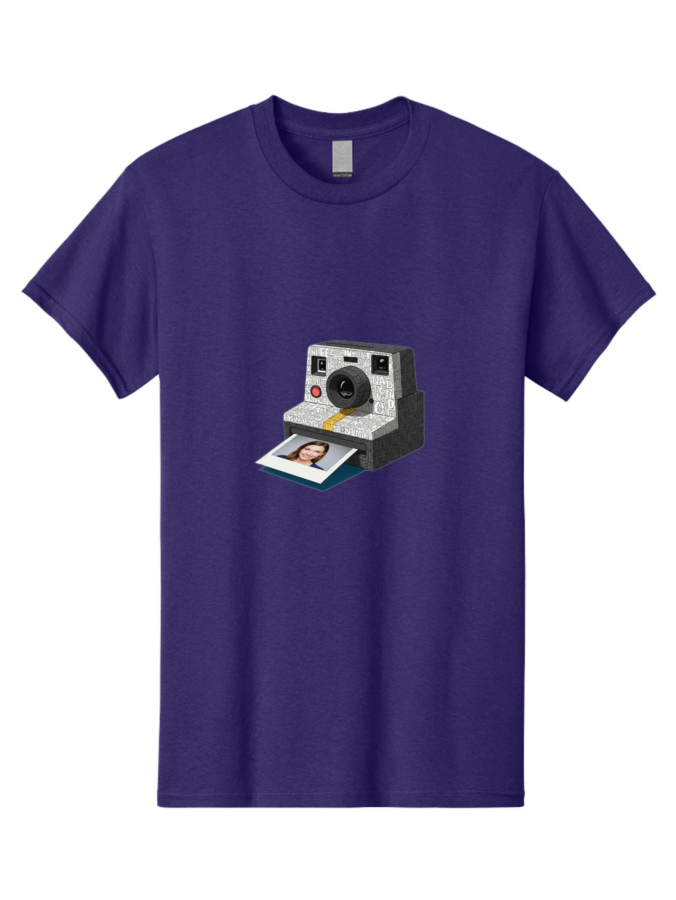 Polaroid-Camera-9 Men'S Graphic Tee, 100% Cotton, Comfortable Casual Summer Wear, Machine Washable, Vintage Camera, Instant Photography, Polaroid Picture, Smiling Woman, Retro Style, Nostalgic Feel, Analog Photography, Instant Print Bae689