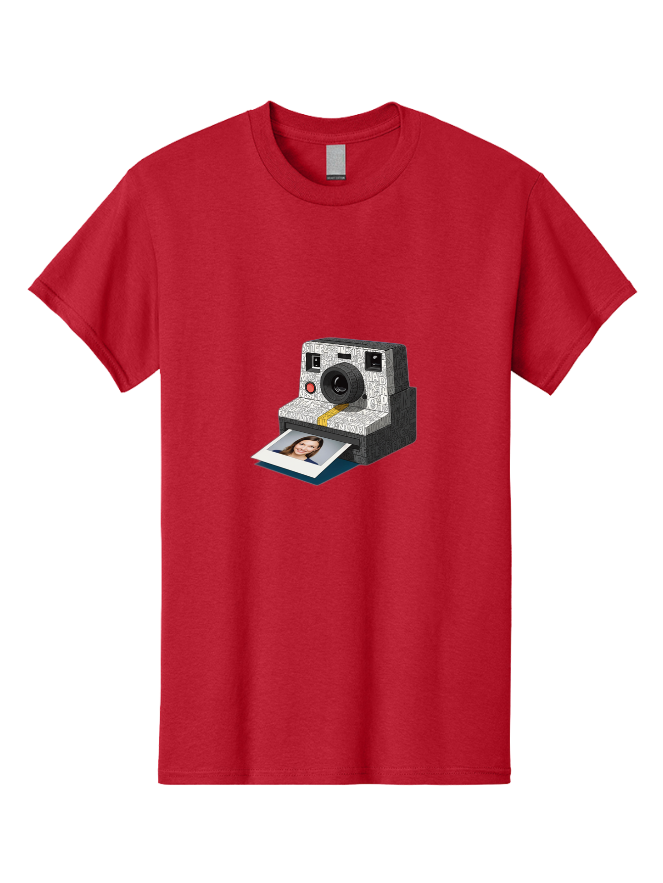 Polaroid-Camera-9 Men'S Graphic Tee, 100% Cotton, Comfortable Casual Summer Wear, Machine Washable, Vintage Camera, Instant Photography, Polaroid Picture, Smiling Woman, Retro Style, Nostalgic Feel, Analog Photography, Instant Print Bae689