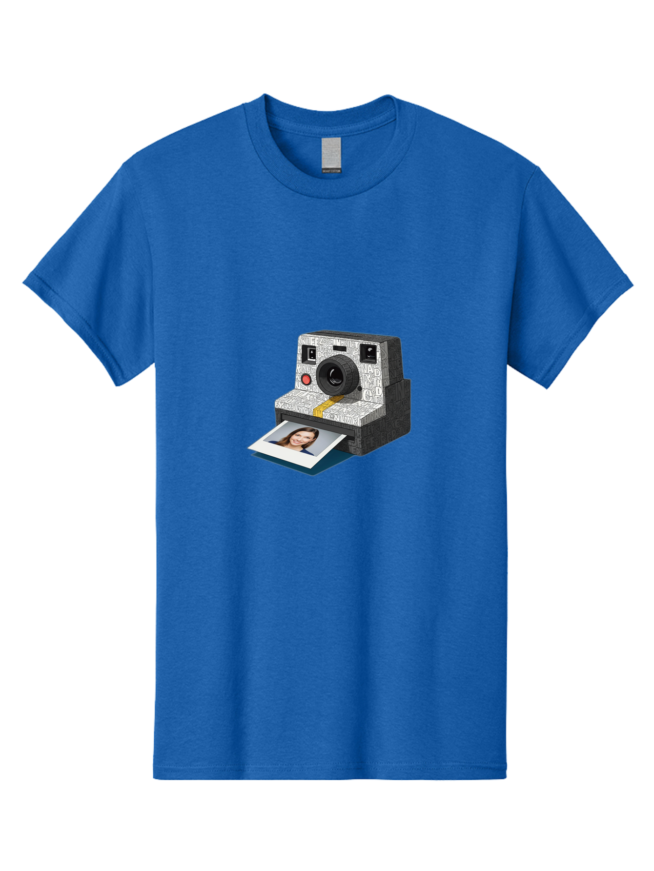 Polaroid-Camera-9 Men'S Graphic Tee, 100% Cotton, Comfortable Casual Summer Wear, Machine Washable, Vintage Camera, Instant Photography, Polaroid Picture, Smiling Woman, Retro Style, Nostalgic Feel, Analog Photography, Instant Print Bae689