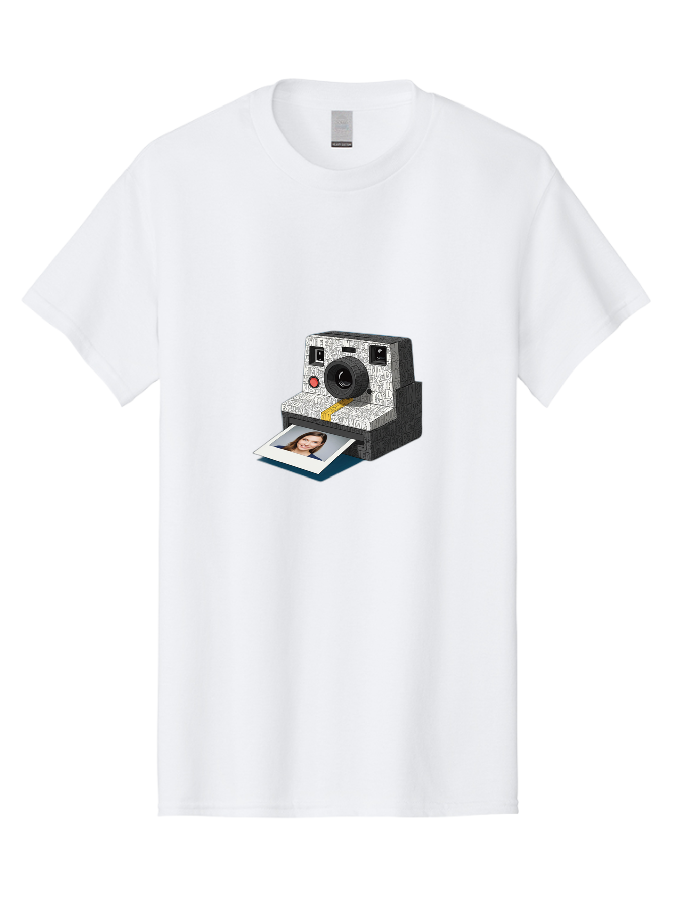 Polaroid-Camera-9 Men'S Graphic Tee, 100% Cotton, Comfortable Casual Summer Wear, Machine Washable, Vintage Camera, Instant Photography, Polaroid Picture, Smiling Woman, Retro Style, Nostalgic Feel, Analog Photography, Instant Print Bae689
