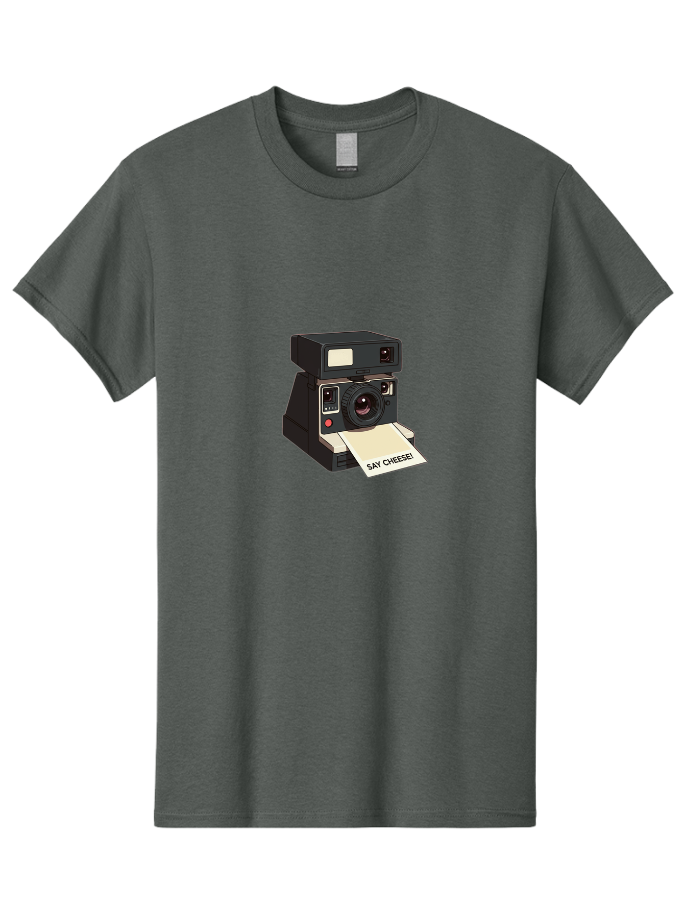Polaroid-Camera Men'S Graphic Tee, 100% Cotton, Comfortable Casual Summer Wear, Machine Washable, Vintage Polaroid Camera, Instant Photography, Retro Style, Say Cheese Print, Nostalgic Feel, Photography Moment, Classic Design, Black Camera Bae690