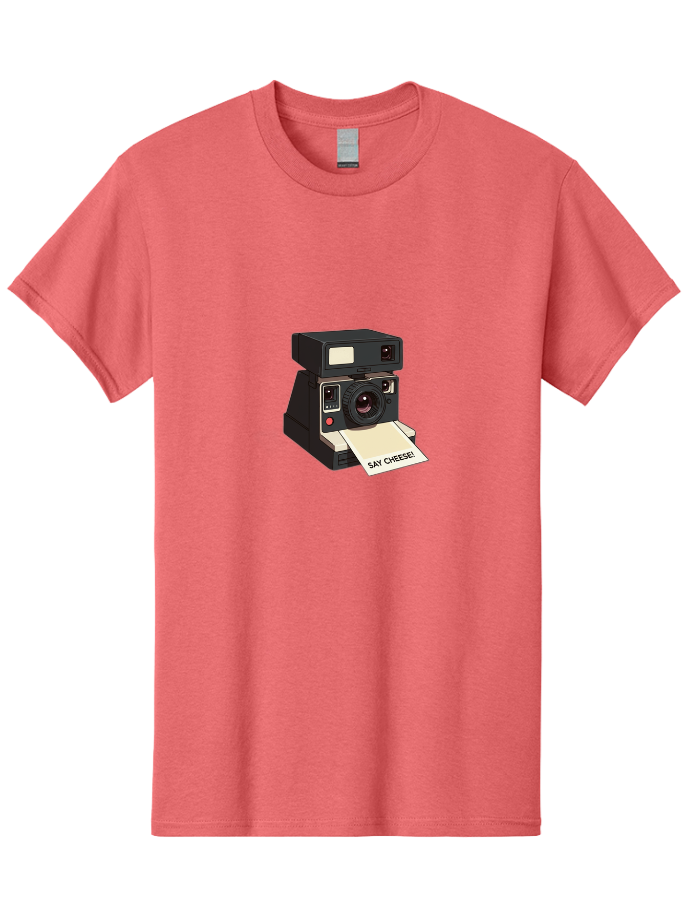Polaroid-Camera Men'S Graphic Tee, 100% Cotton, Comfortable Casual Summer Wear, Machine Washable, Vintage Polaroid Camera, Instant Photography, Retro Style, Say Cheese Print, Nostalgic Feel, Photography Moment, Classic Design, Black Camera Bae690