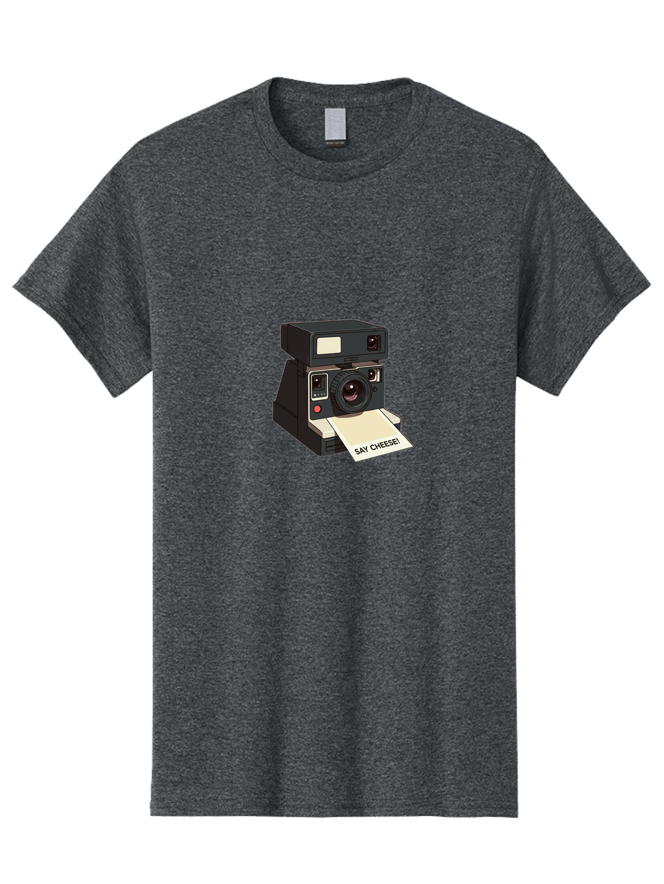 Polaroid-Camera Men'S Graphic Tee, 100% Cotton, Comfortable Casual Summer Wear, Machine Washable, Vintage Polaroid Camera, Instant Photography, Retro Style, Say Cheese Print, Nostalgic Feel, Photography Moment, Classic Design, Black Camera Bae690