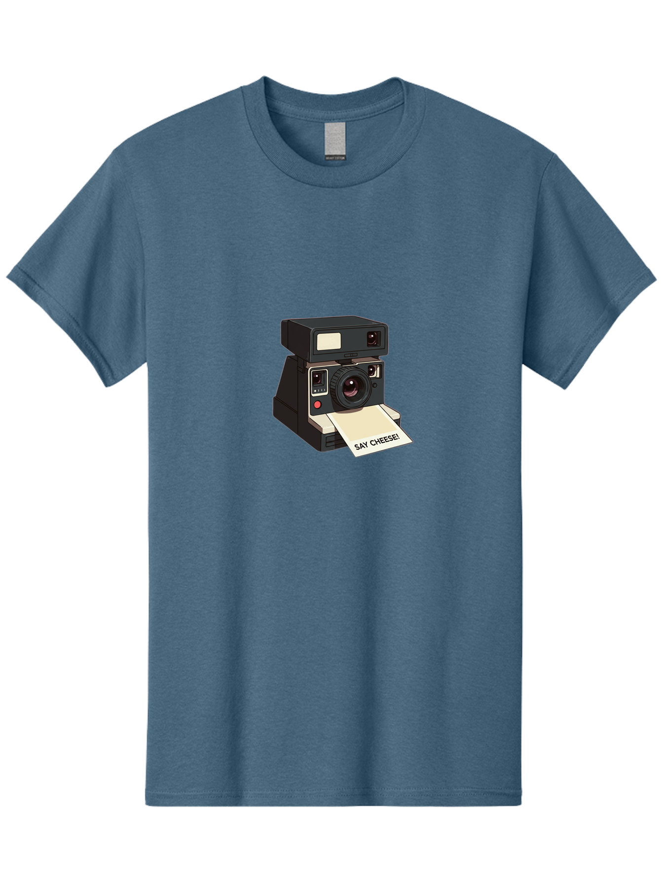 Polaroid-Camera Men'S Graphic Tee, 100% Cotton, Comfortable Casual Summer Wear, Machine Washable, Vintage Polaroid Camera, Instant Photography, Retro Style, Say Cheese Print, Nostalgic Feel, Photography Moment, Classic Design, Black Camera Bae690