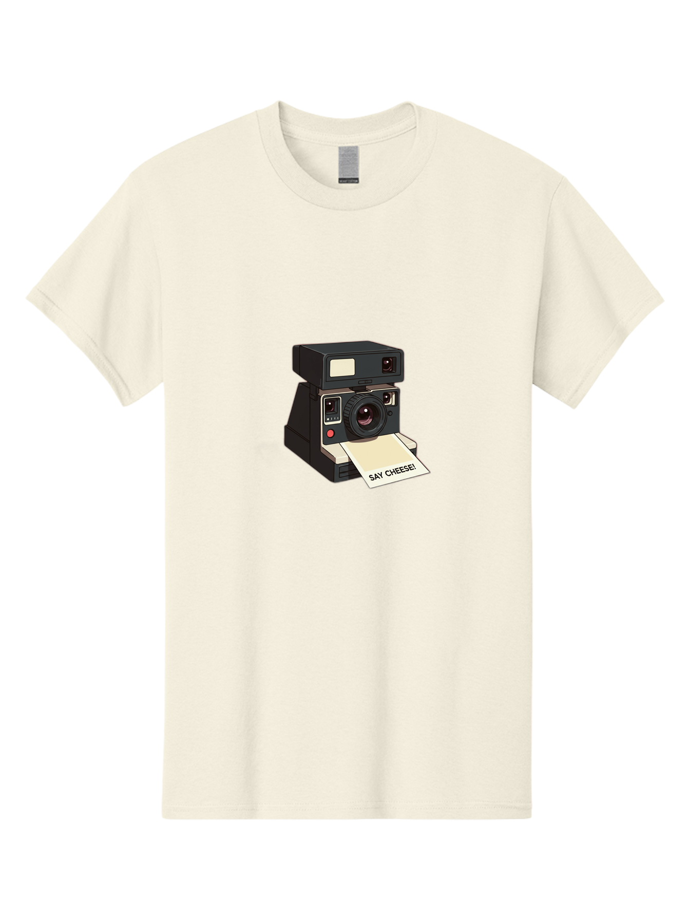 Polaroid-Camera Men'S Graphic Tee, 100% Cotton, Comfortable Casual Summer Wear, Machine Washable, Vintage Polaroid Camera, Instant Photography, Retro Style, Say Cheese Print, Nostalgic Feel, Photography Moment, Classic Design, Black Camera Bae690