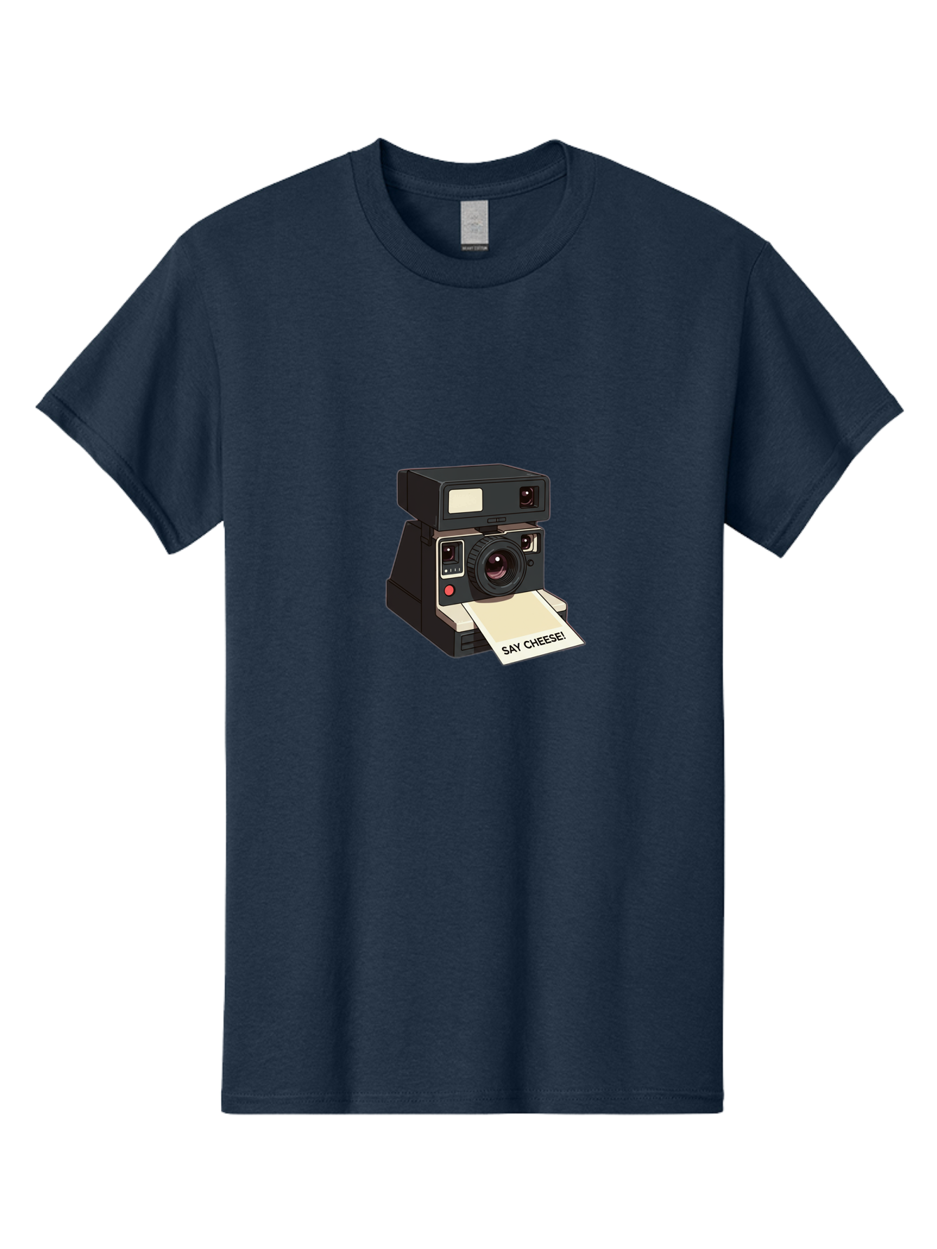 Polaroid-Camera Men'S Graphic Tee, 100% Cotton, Comfortable Casual Summer Wear, Machine Washable, Vintage Polaroid Camera, Instant Photography, Retro Style, Say Cheese Print, Nostalgic Feel, Photography Moment, Classic Design, Black Camera Bae690