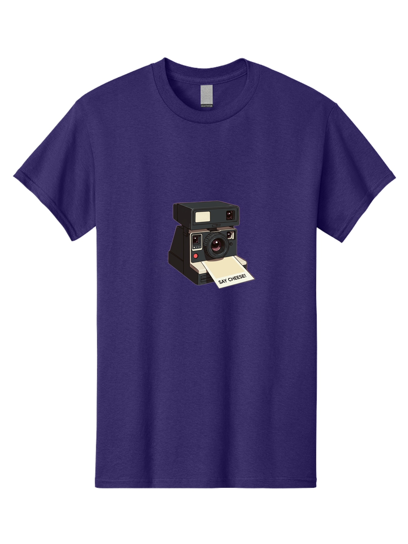 Polaroid-Camera Men'S Graphic Tee, 100% Cotton, Comfortable Casual Summer Wear, Machine Washable, Vintage Polaroid Camera, Instant Photography, Retro Style, Say Cheese Print, Nostalgic Feel, Photography Moment, Classic Design, Black Camera Bae690