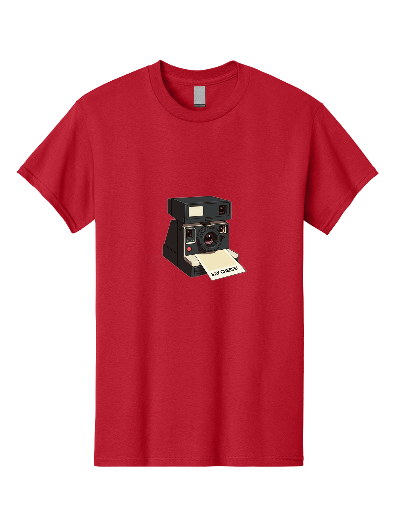 Polaroid-Camera Men'S Graphic Tee, 100% Cotton, Comfortable Casual Summer Wear, Machine Washable, Vintage Polaroid Camera, Instant Photography, Retro Style, Say Cheese Print, Nostalgic Feel, Photography Moment, Classic Design, Black Camera Bae690