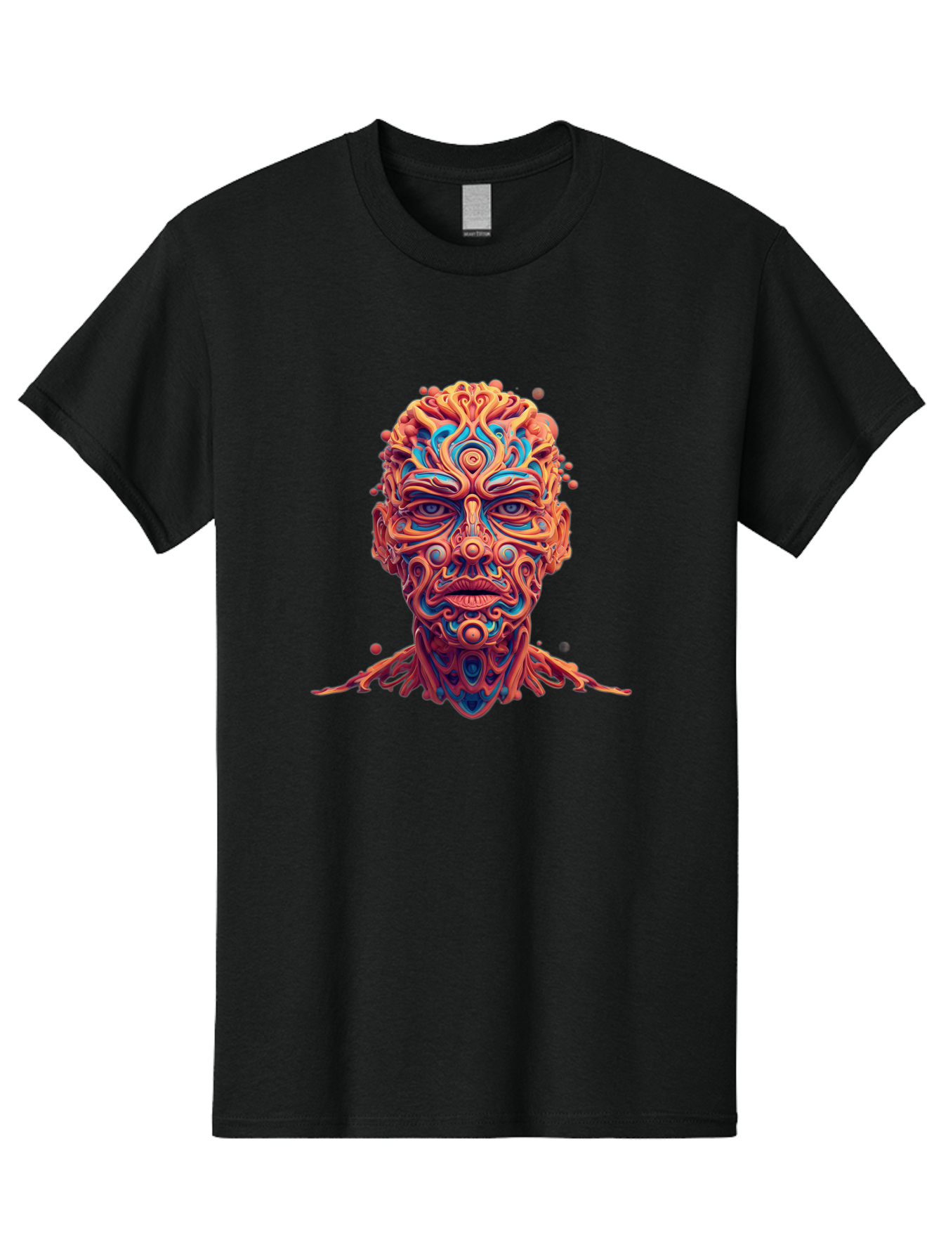 Psychedelic-Portrait Men'S Graphic Tee, 100% Cotton, Comfortable Casual Summer Wear, Machine Washable, Surreal Art, Psychedelic Patterns, Vibrant Colors, Abstract Design, Intricate Details, Futuristic Style, Vivid Imagery, Digital Art, Bae693