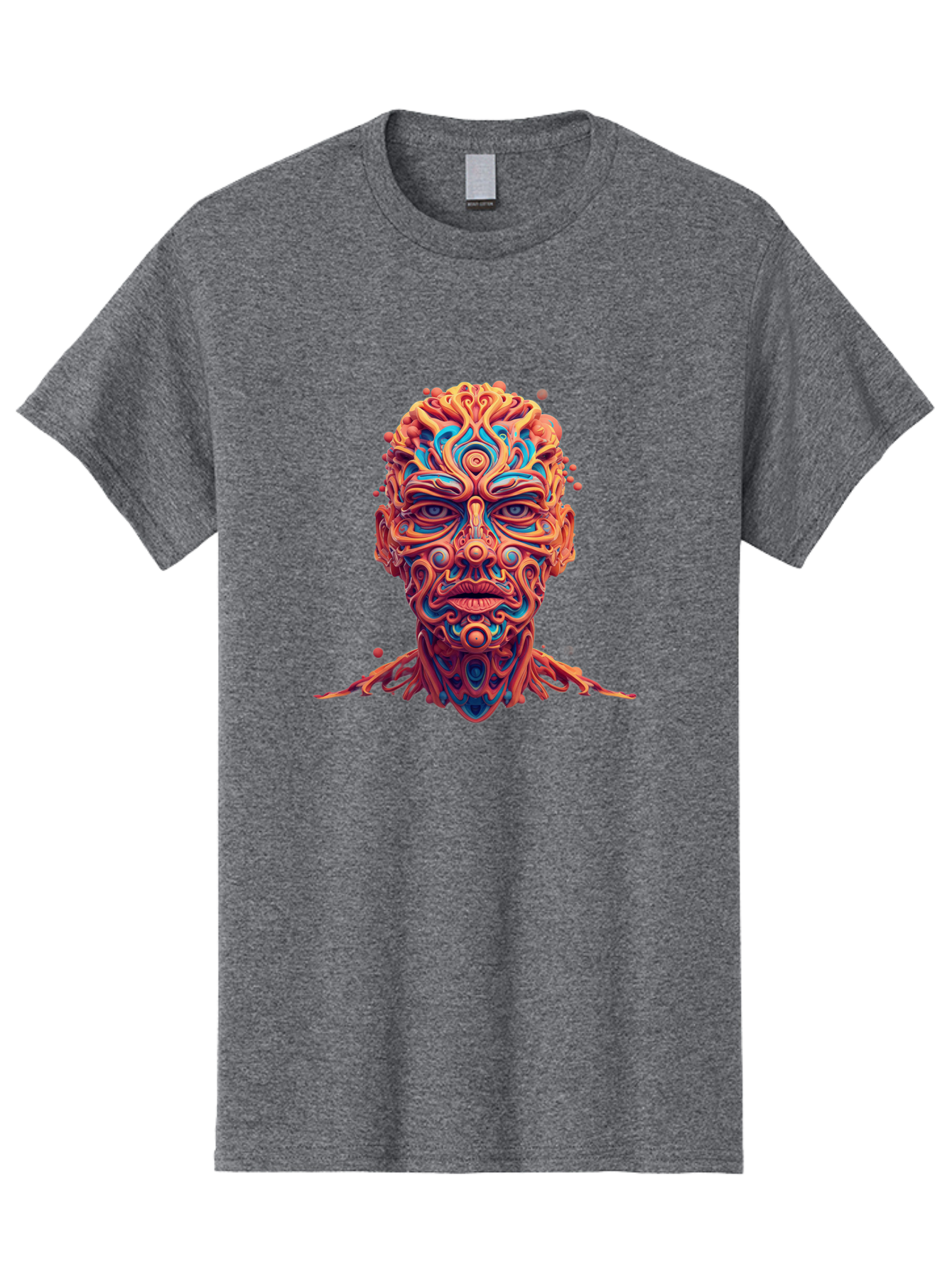 Psychedelic-Portrait Men'S Graphic Tee, 100% Cotton, Comfortable Casual Summer Wear, Machine Washable, Surreal Art, Psychedelic Patterns, Vibrant Colors, Abstract Design, Intricate Details, Futuristic Style, Vivid Imagery, Digital Art, Bae693