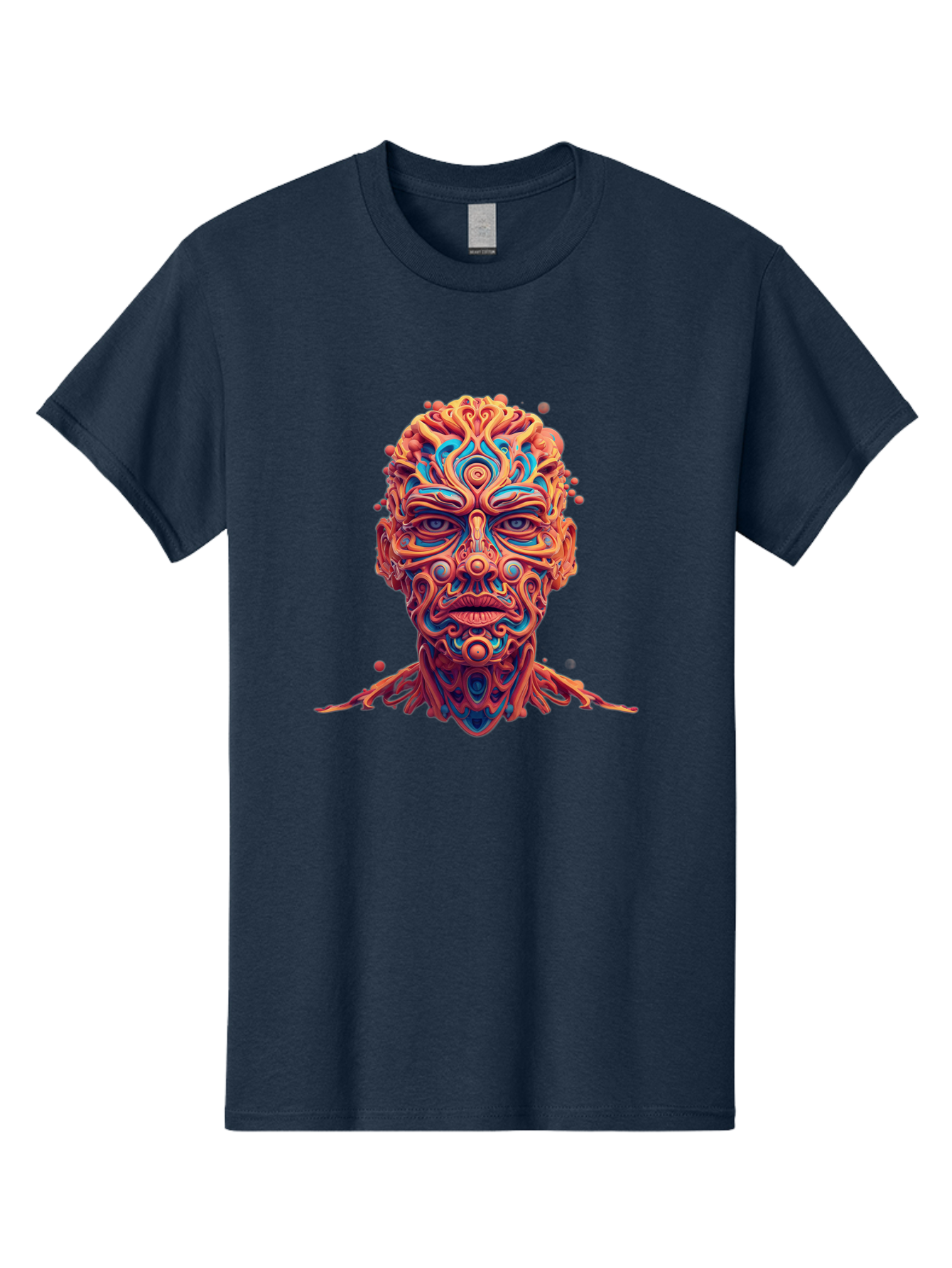 Psychedelic-Portrait Men'S Graphic Tee, 100% Cotton, Comfortable Casual Summer Wear, Machine Washable, Surreal Art, Psychedelic Patterns, Vibrant Colors, Abstract Design, Intricate Details, Futuristic Style, Vivid Imagery, Digital Art, Bae693