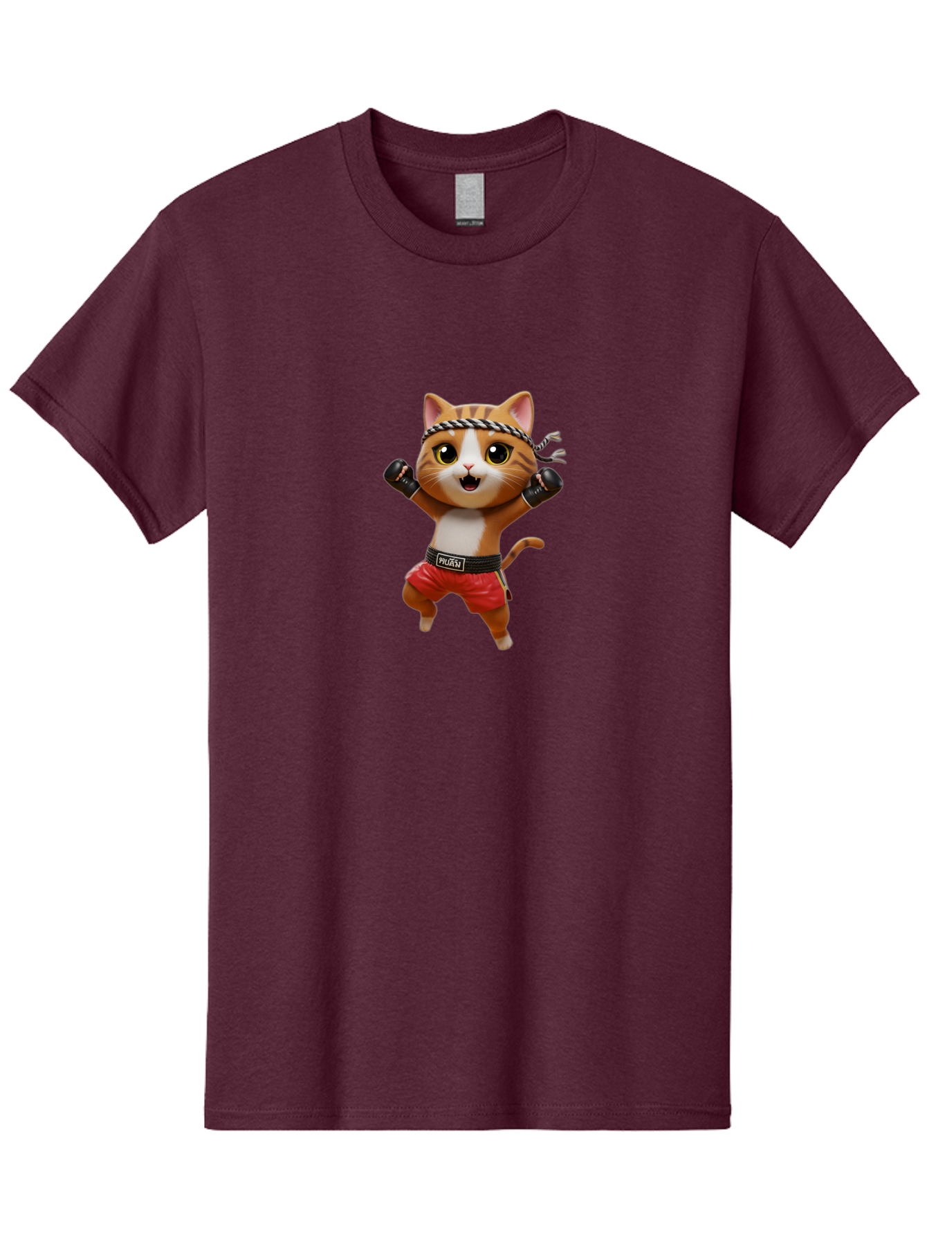 Puma-Cat Men'S Graphic Tee, 100% Cotton, Comfortable Casual Summer Wear, Machine Washable, Cartoon Cat In Boxing Attire, Pudim Belt, Boxing Gloves, Determined Expression, Funny Animal Character, Playful Design, Sports-Themed Illustration, Bae694