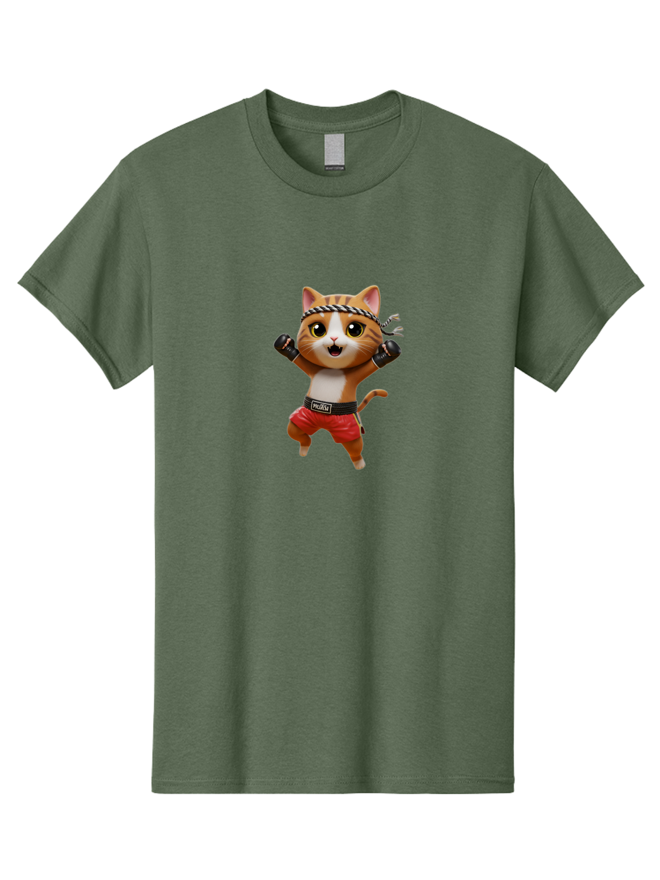 Puma-Cat Men'S Graphic Tee, 100% Cotton, Comfortable Casual Summer Wear, Machine Washable, Cartoon Cat In Boxing Attire, Pudim Belt, Boxing Gloves, Determined Expression, Funny Animal Character, Playful Design, Sports-Themed Illustration, Bae694
