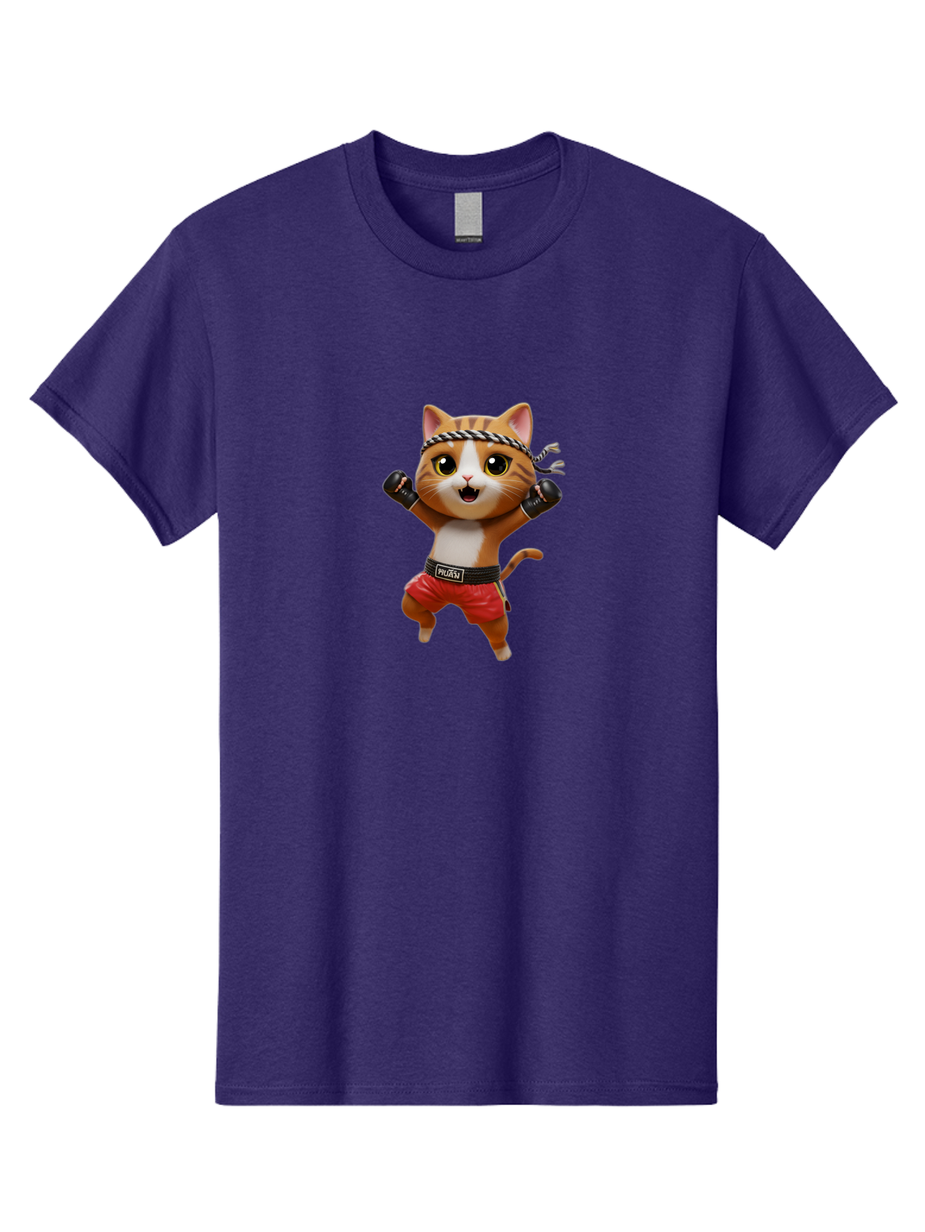 Puma-Cat Men'S Graphic Tee, 100% Cotton, Comfortable Casual Summer Wear, Machine Washable, Cartoon Cat In Boxing Attire, Pudim Belt, Boxing Gloves, Determined Expression, Funny Animal Character, Playful Design, Sports-Themed Illustration, Bae694