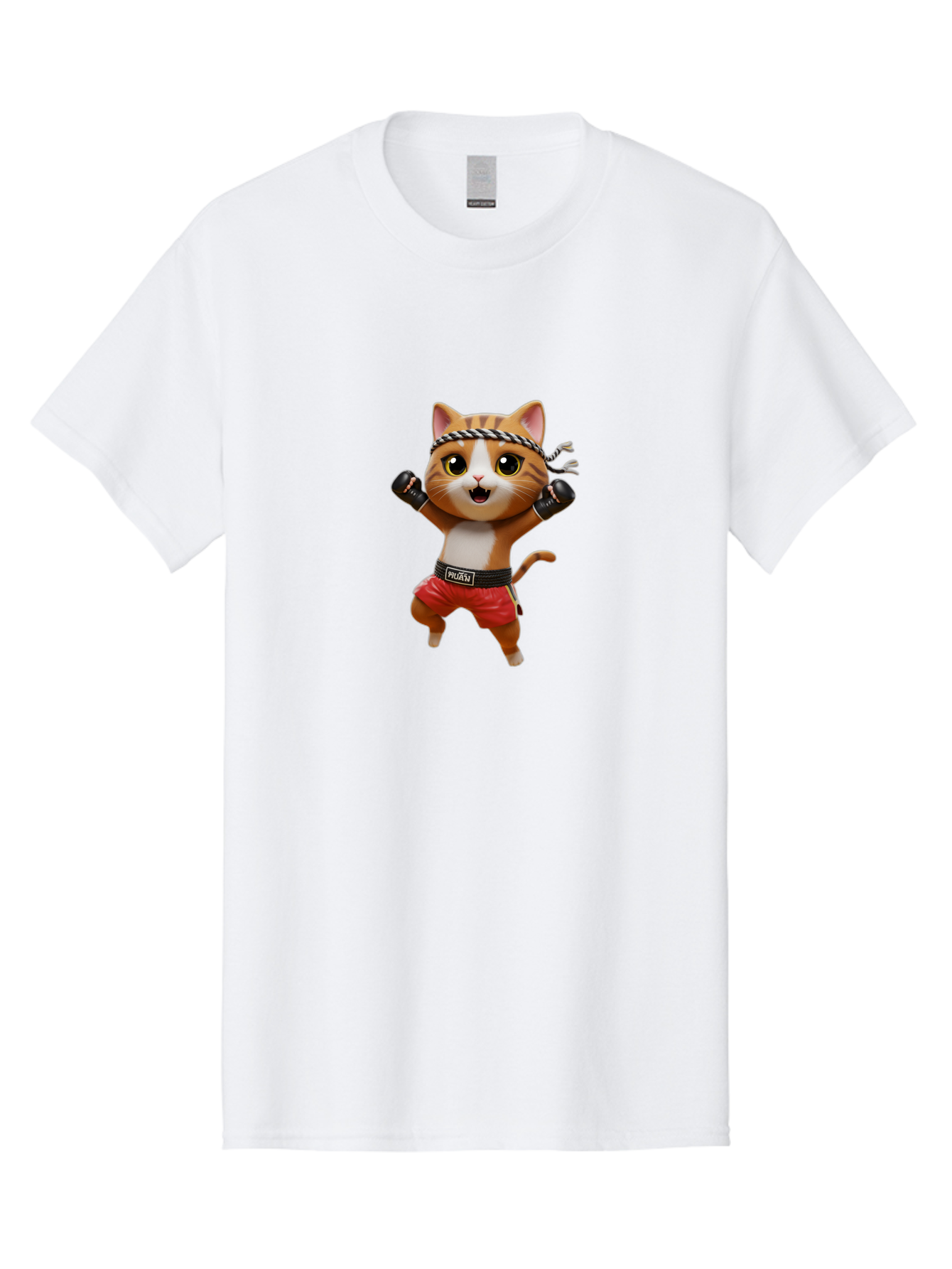 Puma-Cat Men'S Graphic Tee, 100% Cotton, Comfortable Casual Summer Wear, Machine Washable, Cartoon Cat In Boxing Attire, Pudim Belt, Boxing Gloves, Determined Expression, Funny Animal Character, Playful Design, Sports-Themed Illustration, Bae694