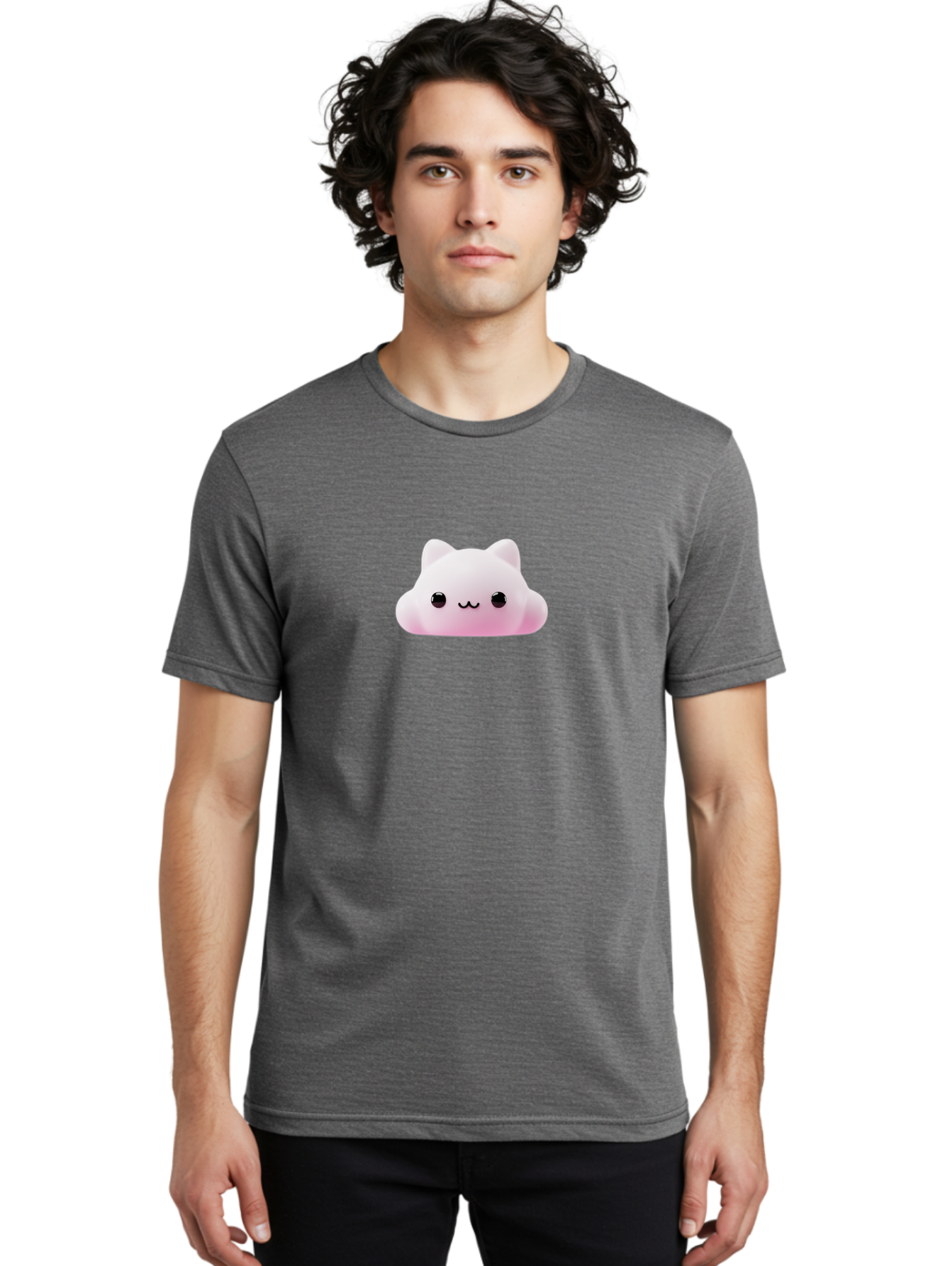 Pusheen Men'S Graphic Tee, 100% Cotton, Comfortable Casual Summer Wear, Machine Washable, Pink Cat, Squishmallow, Plush Toy, Soft Toy, Cute Cat, Adorable Face, Kawaii, Cuddly Toy, Pastel Pink, Sweet Expression, Cartoon Cat Bae696