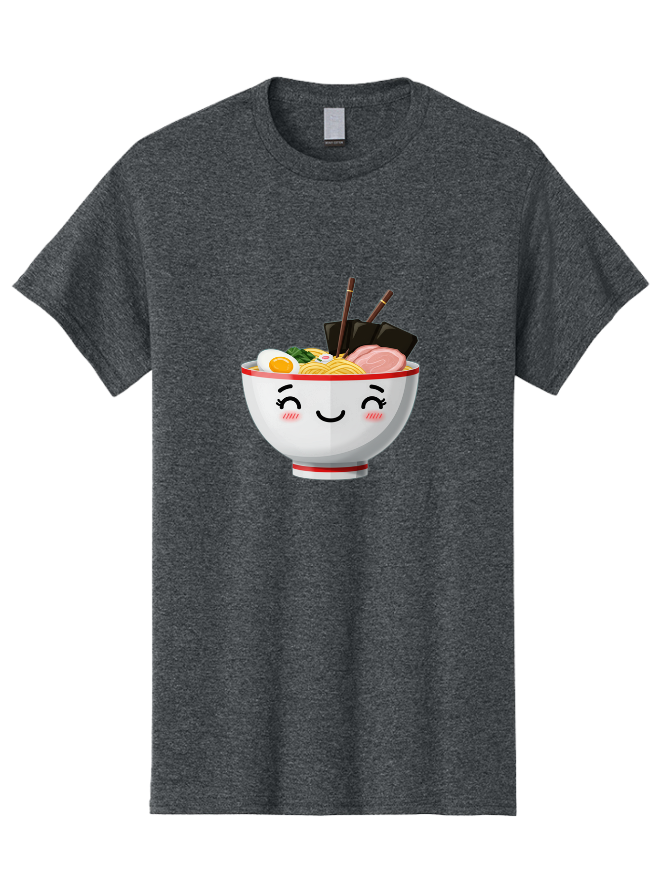 Ramen-1 Men'S Graphic Tee, 100% Cotton, Comfortable Casual Summer Wear, Machine Washable, Steaming Bowl Of Ramen, Savory Noodles, Boiled Egg, Sliced Pork, Seaweed, Chopsticks, Cute Cartoon Character, Japanese Cuisine, Food Illustration, Bae698