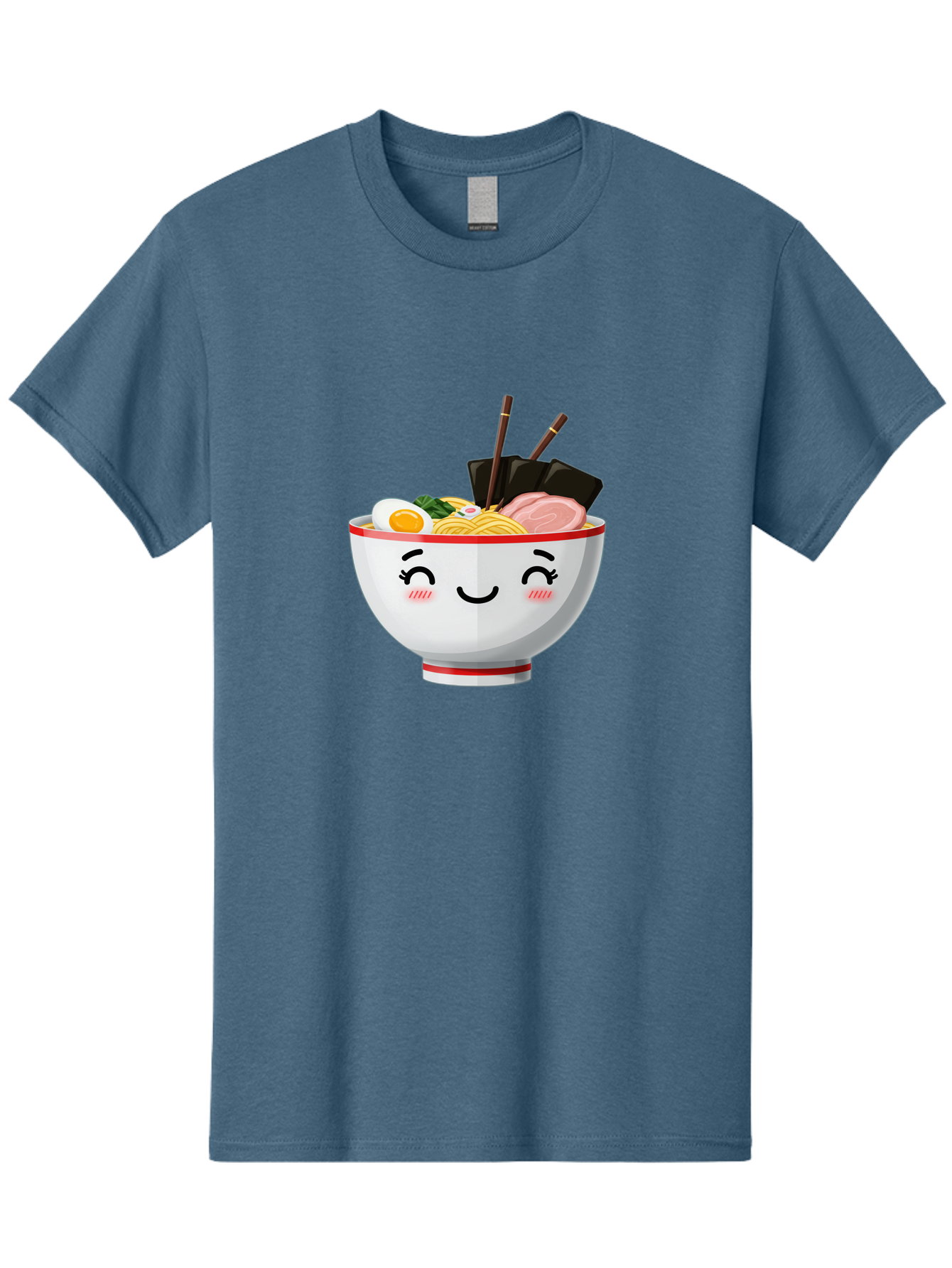 Ramen-1 Men'S Graphic Tee, 100% Cotton, Comfortable Casual Summer Wear, Machine Washable, Steaming Bowl Of Ramen, Savory Noodles, Boiled Egg, Sliced Pork, Seaweed, Chopsticks, Cute Cartoon Character, Japanese Cuisine, Food Illustration, Bae698